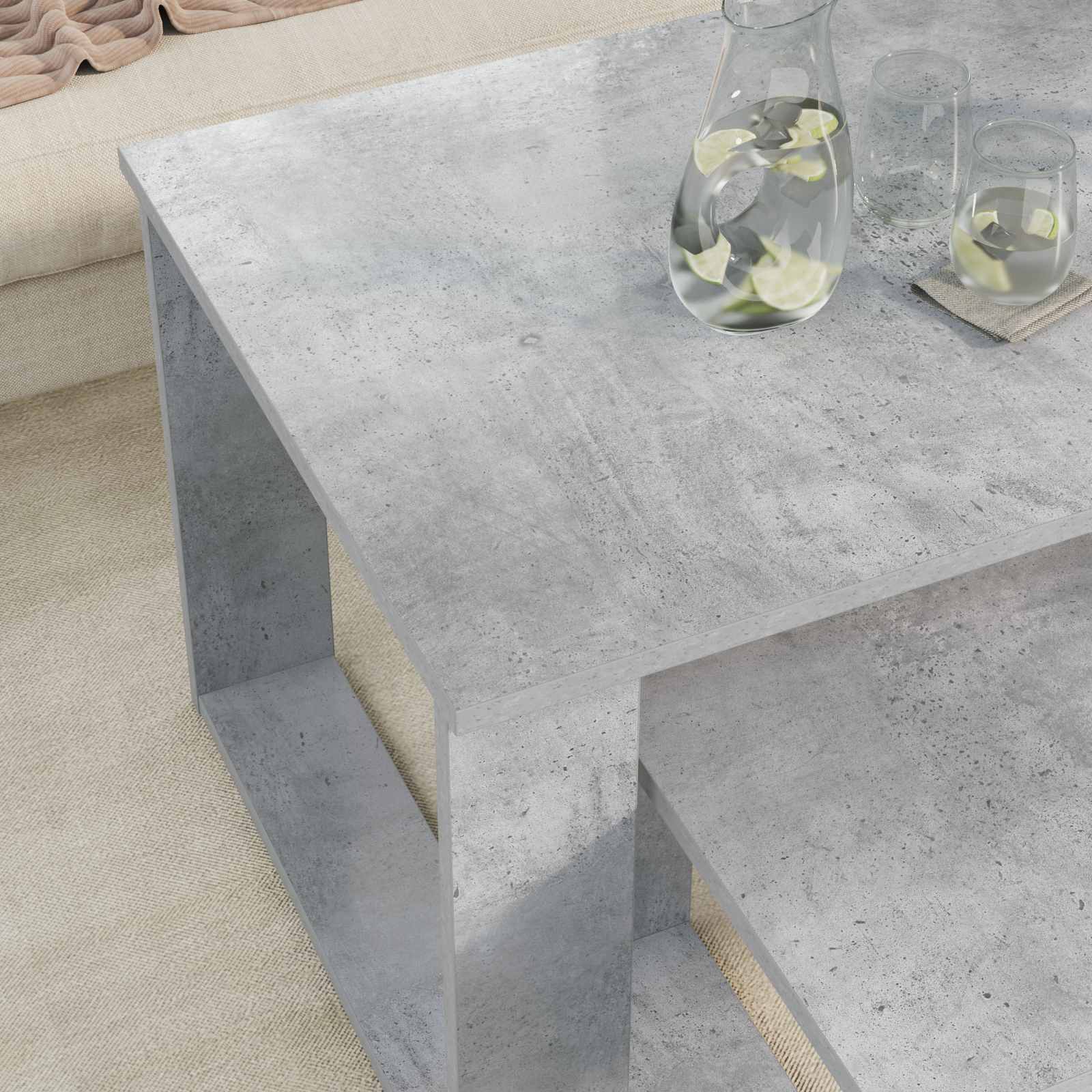 Ensemble de tables basses 2 pcs Gris béton Bois d'ingénierie - XIOS