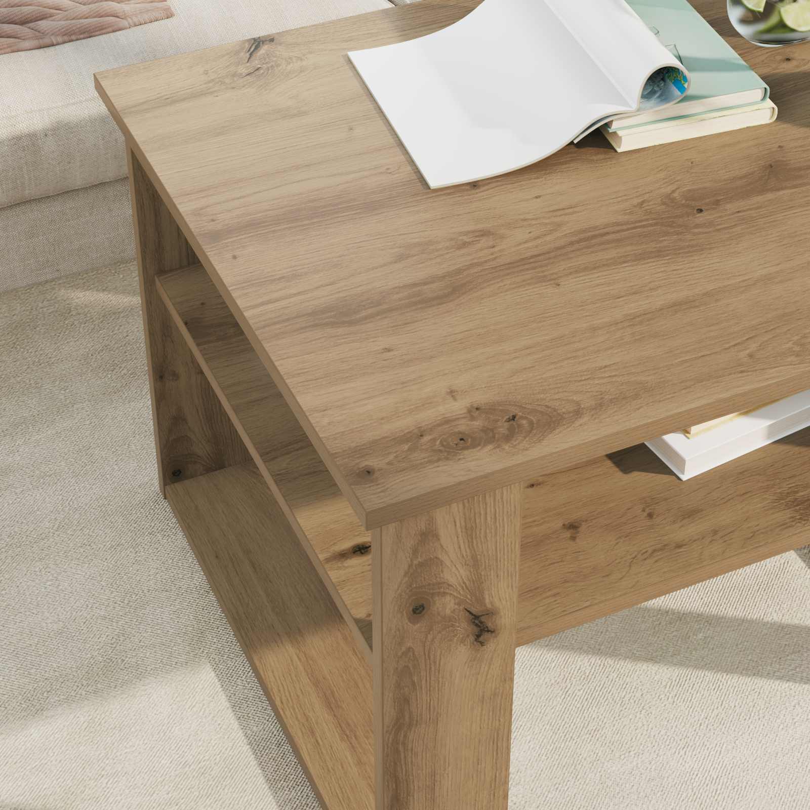 Table basse Chêne artisanal 64 x 54 x 44 cm Bois d'ingénierie - XIOS