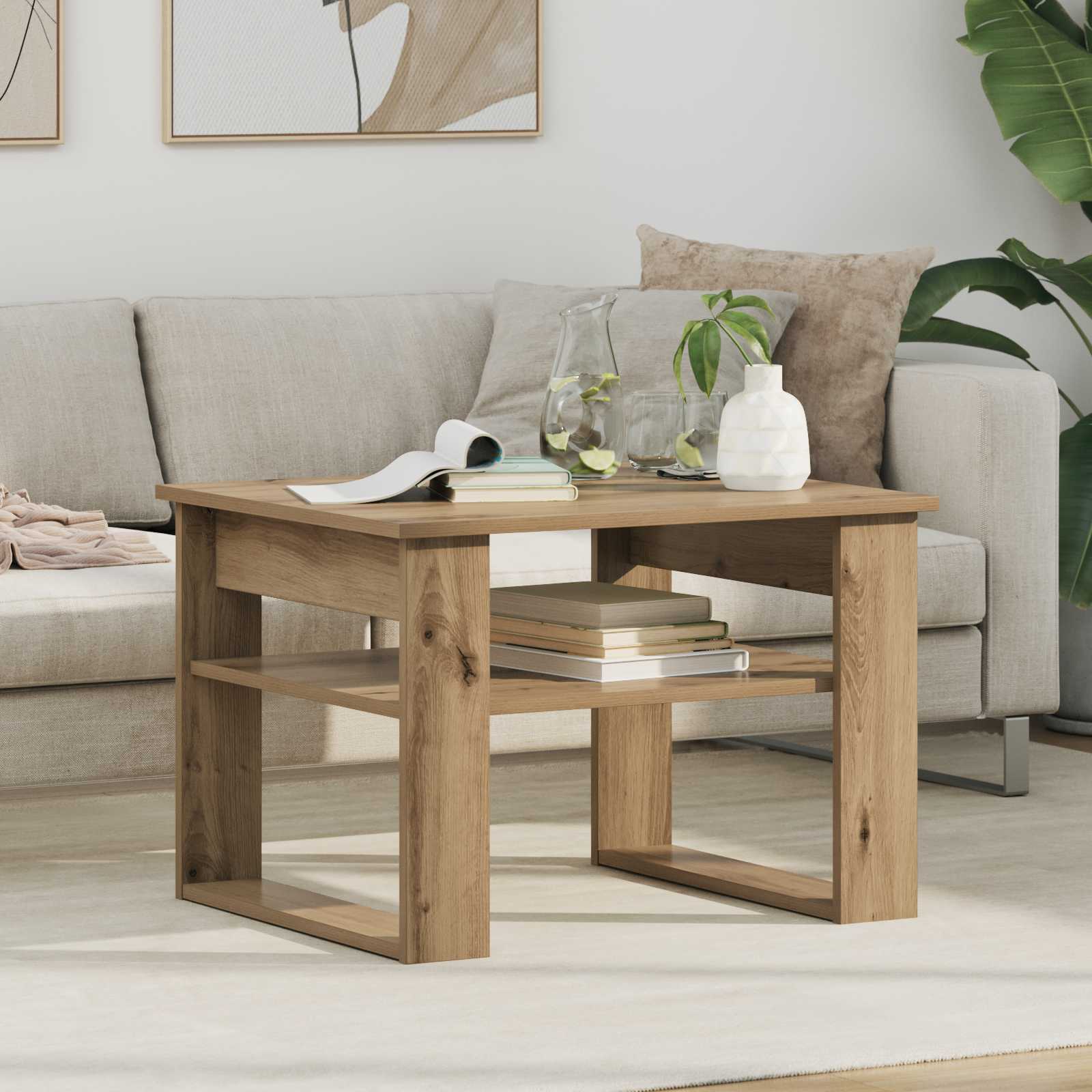 Table basse Chêne artisanal 64 x 54 x 44 cm Bois d'ingénierie - XIOS