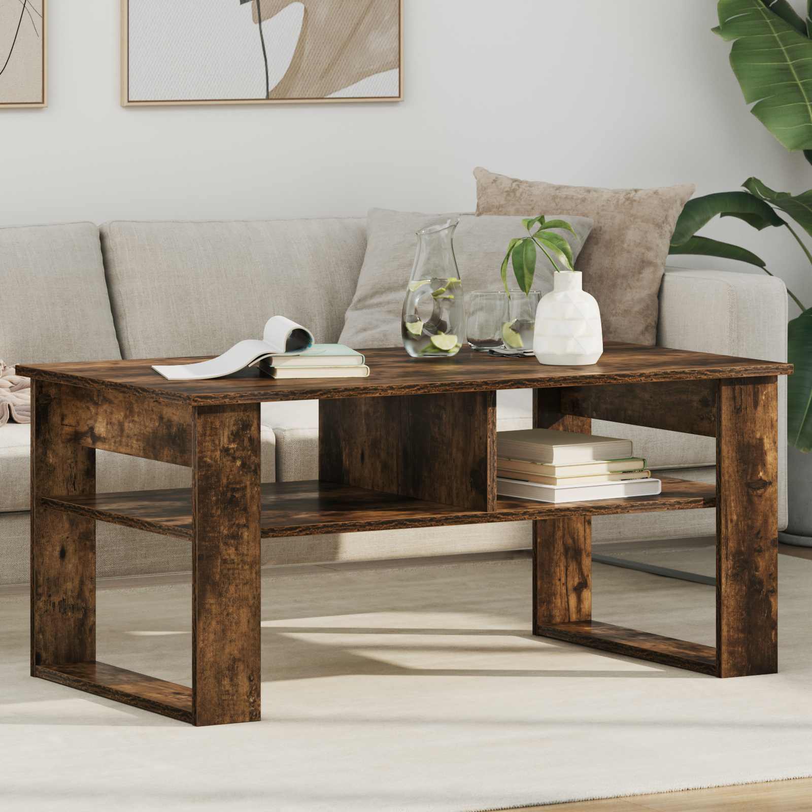 Table basse Chêne fumé 96 x 54 x 44 cm Bois d'ingénierie - XIOS