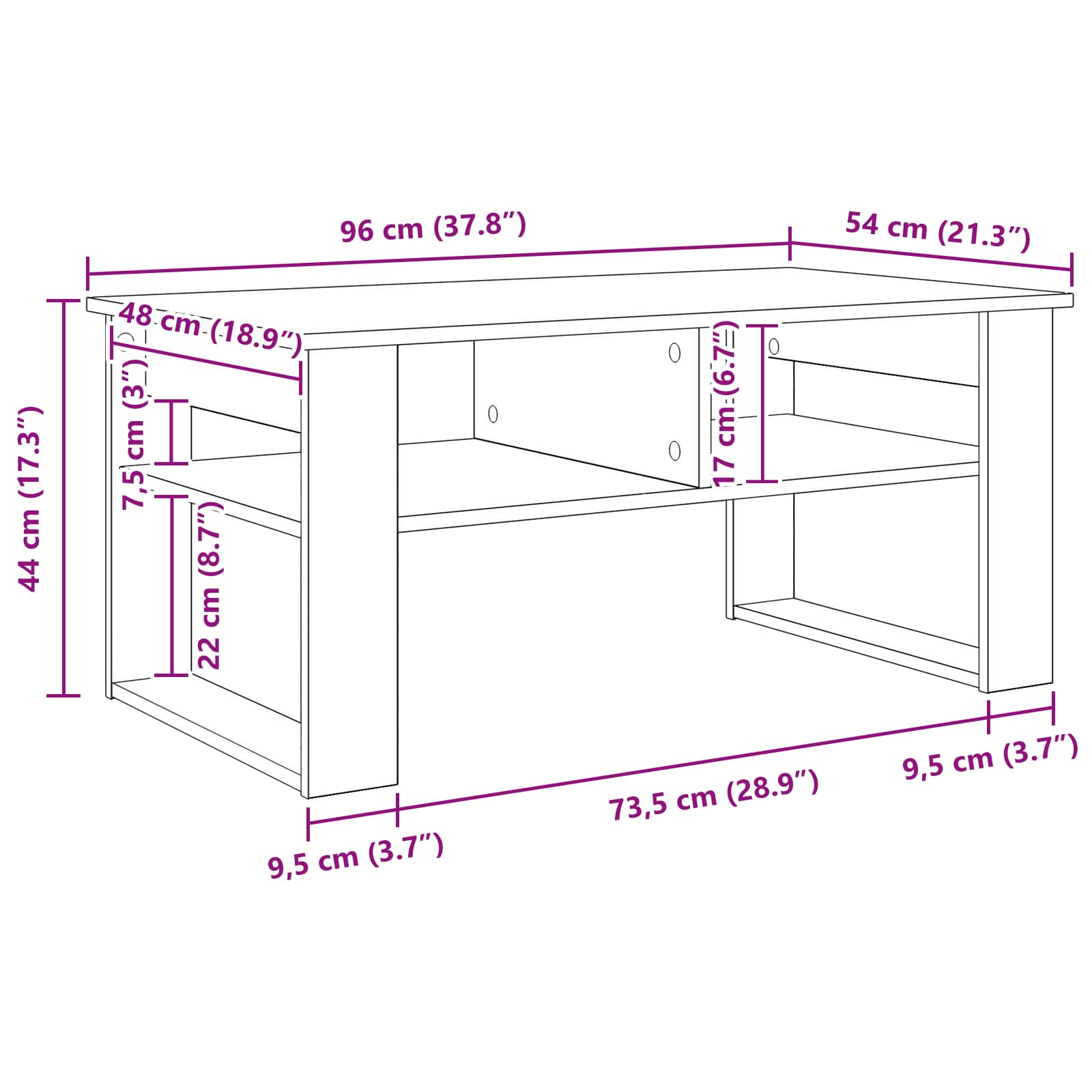 Table basse Chêne fumé 96 x 54 x 44 cm Bois d'ingénierie - XIOS