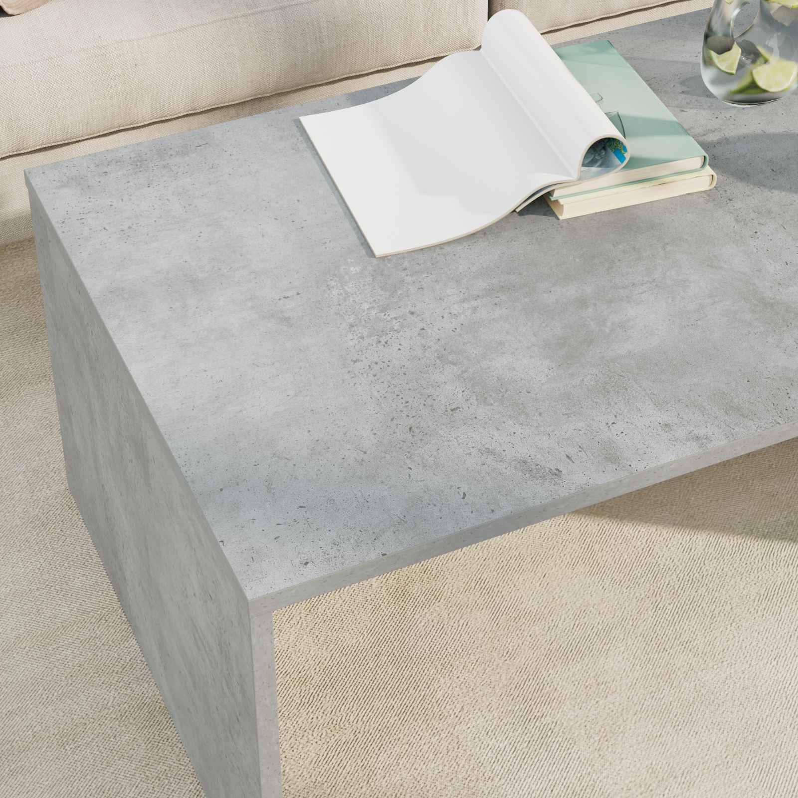 Table basse Gris béton 95 x 50 x 34 cm Bois d'ingénierie - XIOS