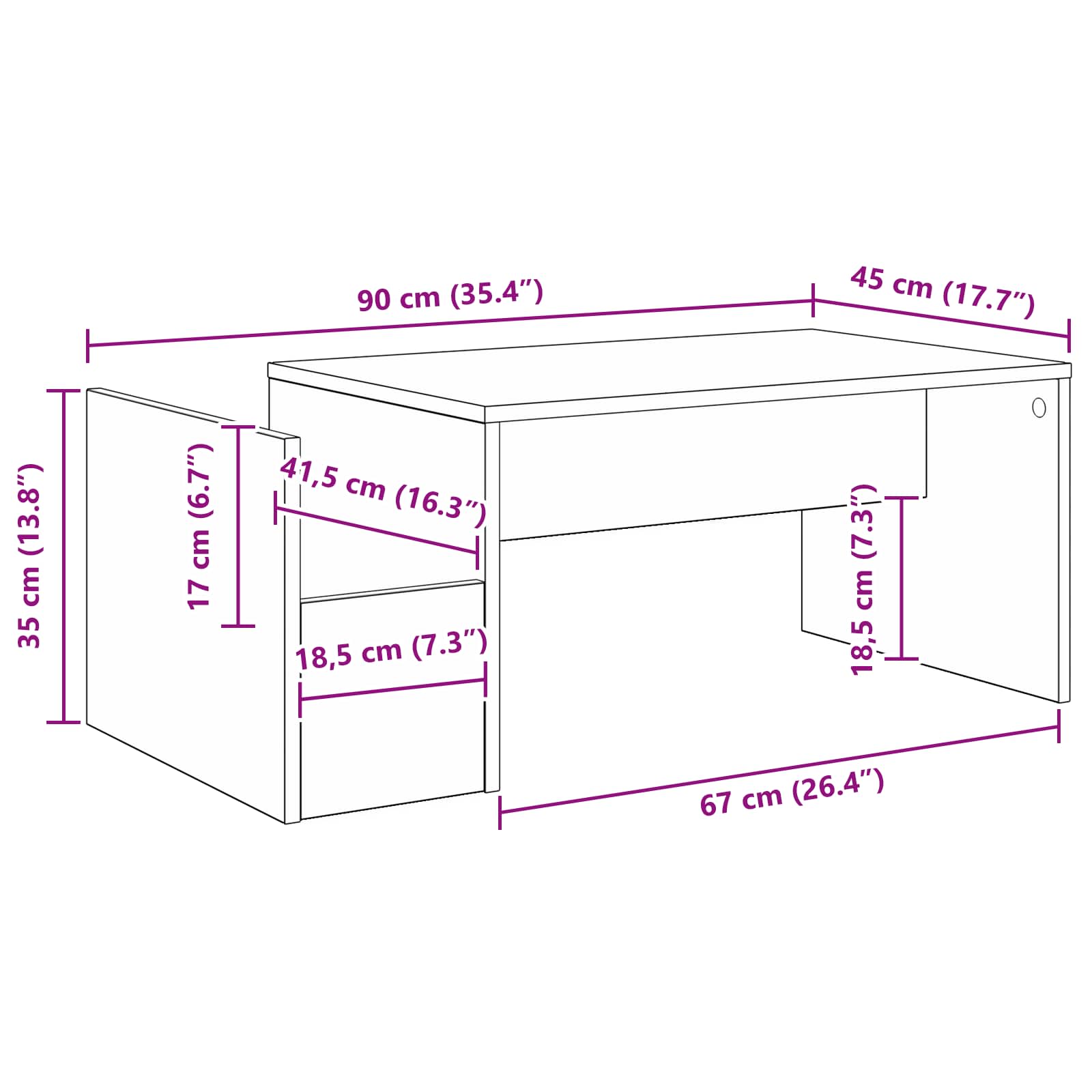 Table basse Blanc 90 x 45 x 35 cm Bois d'ingénierie - XIOS