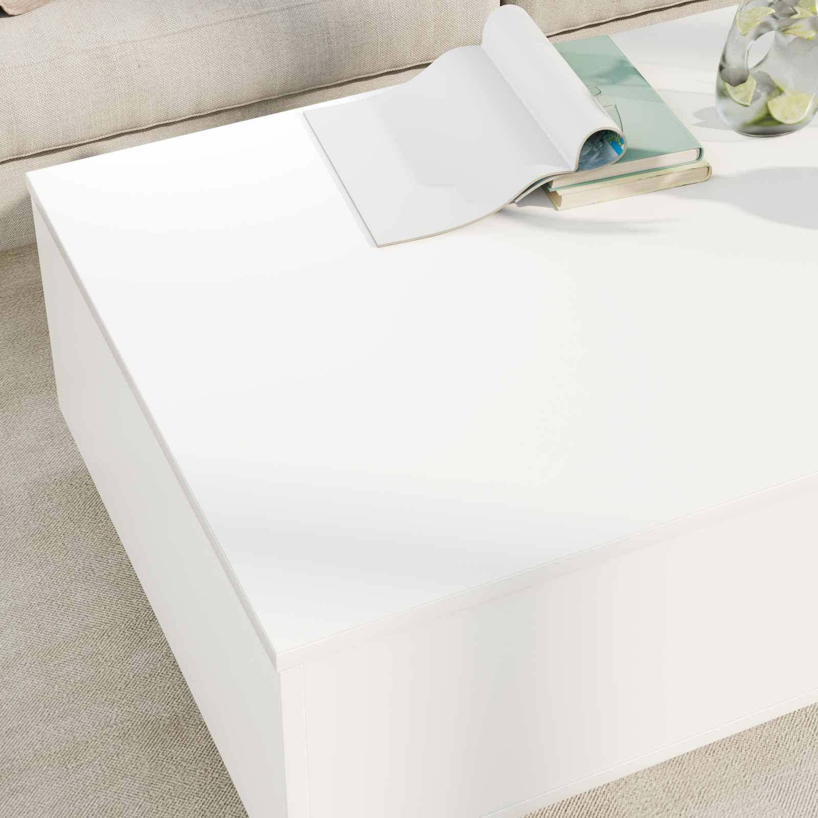 Table basse avec tiroir Blanc 95 x 55 x 31 cm Bois d'ingénierie - XIOS