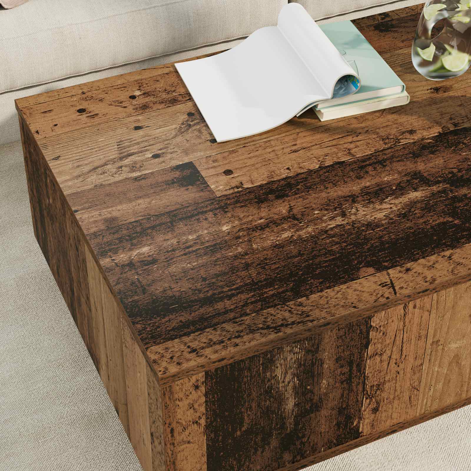 Table basse Bois ancien 95 x 55 x 31 cm Bois d'ingénierie - XIOS