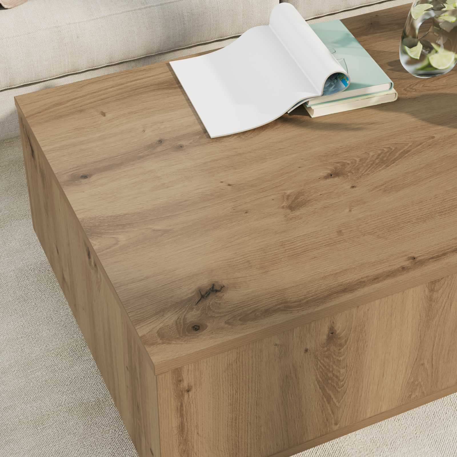 Table basse Chêne artisanal 95 x 55 x 31 cm Bois d'ingénierie - XIOS
