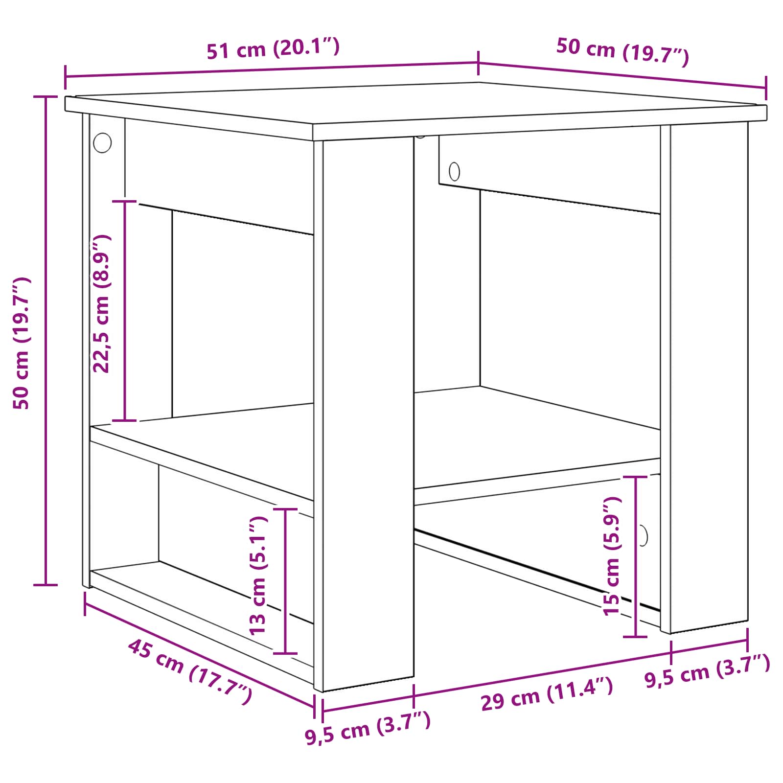 Table basse Blanc 51 x 50 x 50 cm Bois d'ingénierie - XIOS