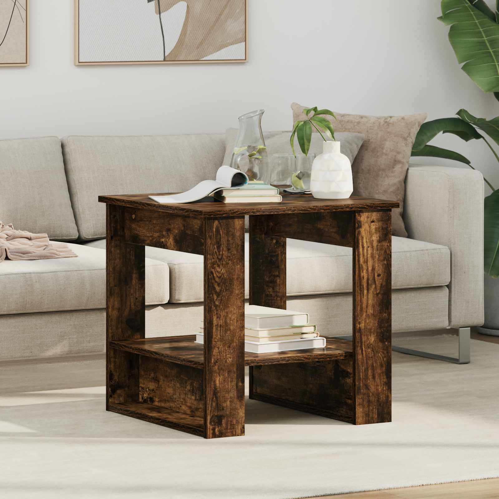 Table basse Chêne fumé 51 x 50 x 50 cm Bois d'ingénierie - XIOS