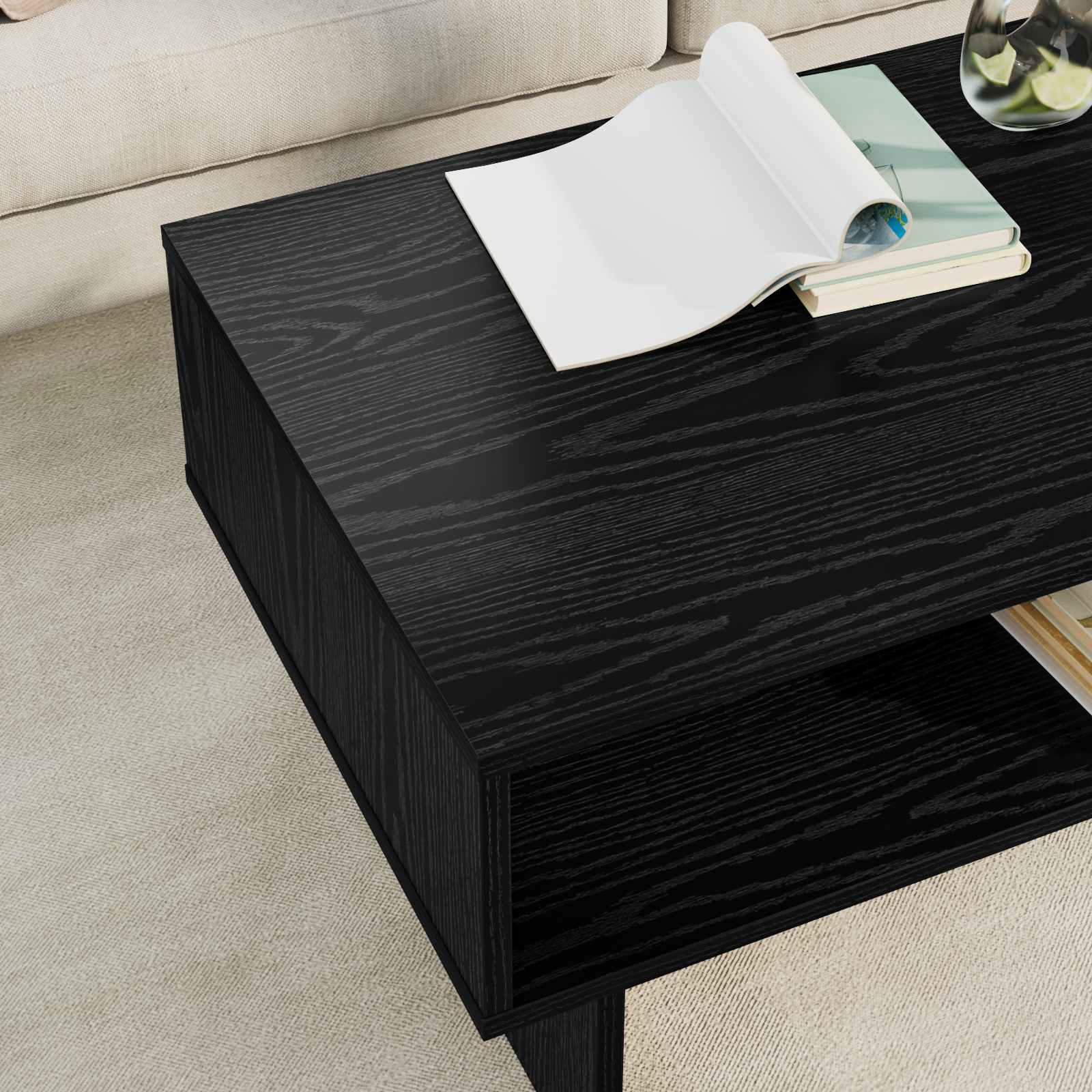 Table basse Chêne noir 80 x 46 x 35 cm Bois d'ingénierie - XIOS