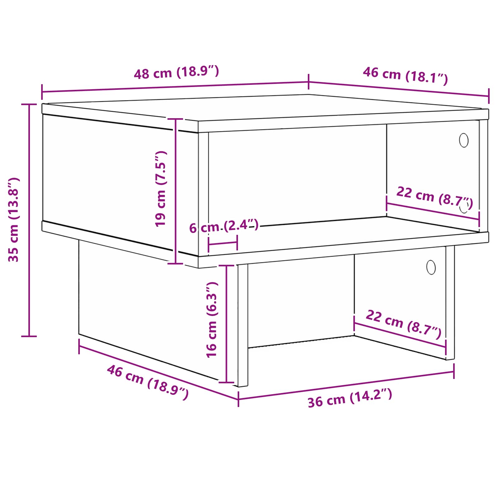 Table basse Chêne Sonoma 48 x 46 x 35 cm Bois d'ingénierie - XIOS