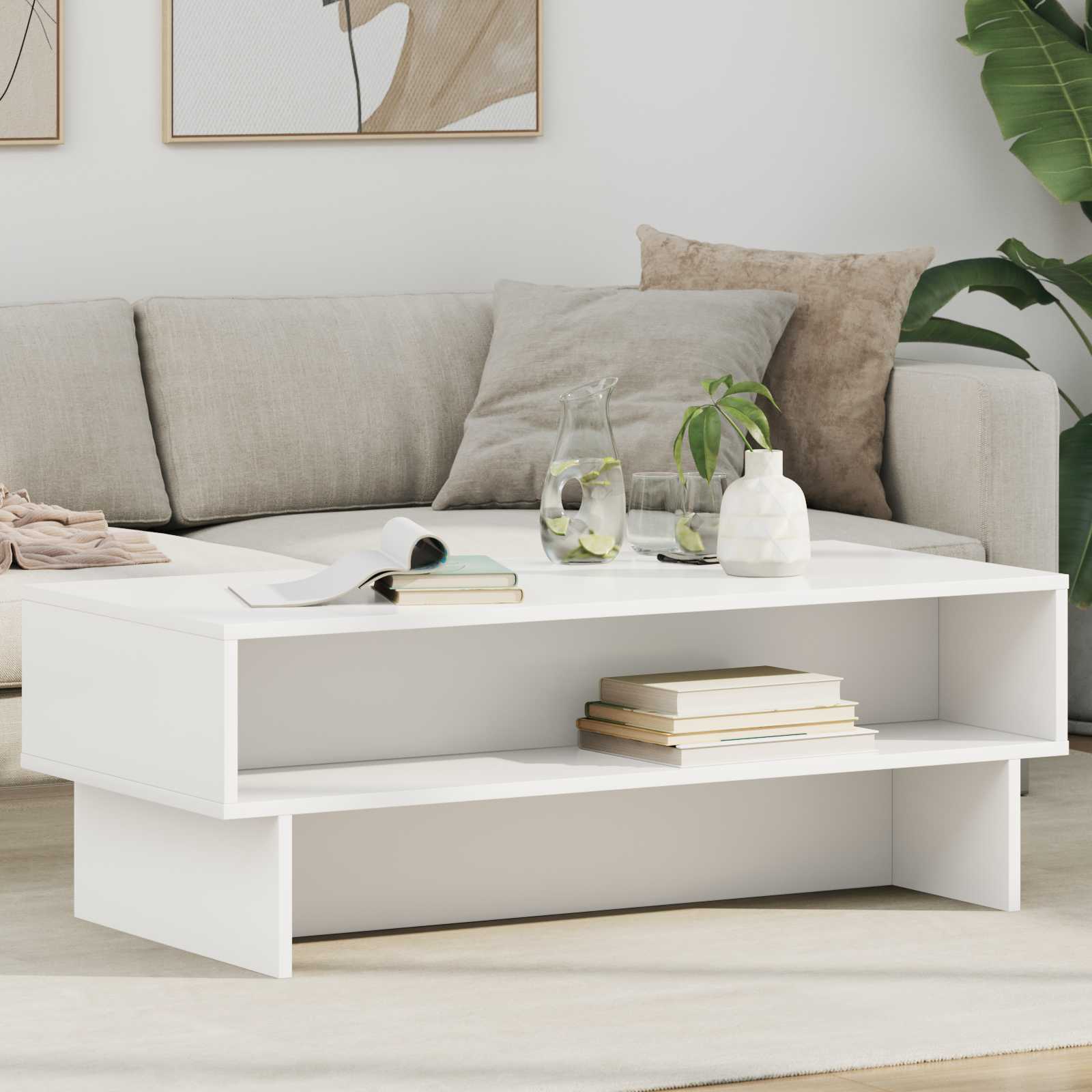 Table basse Blanc 100 x 46 x 35 cm Bois d'ingénierie - XIOS