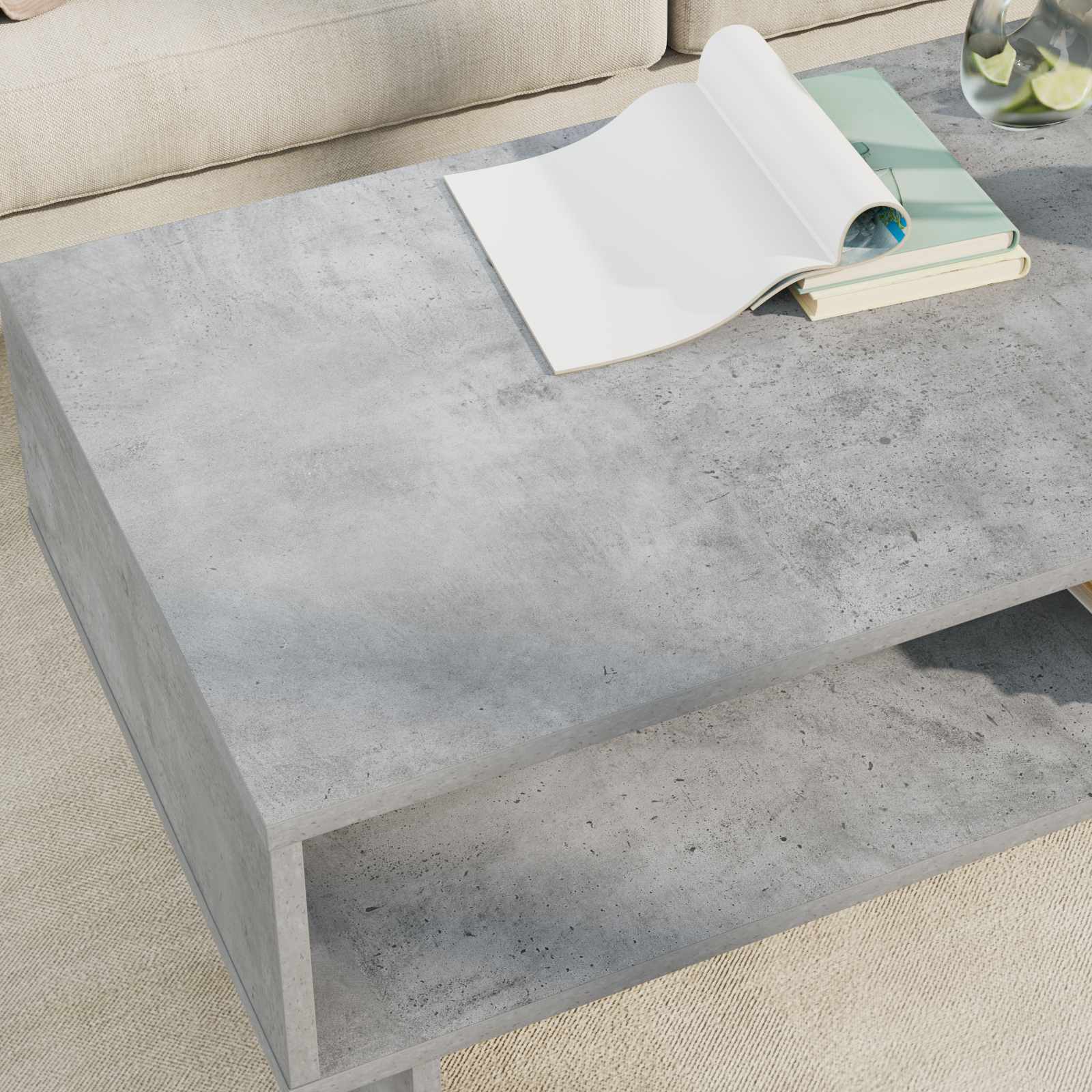 Table basse Gris béton 100 x 46 x 35 cm Bois d'ingénierie - XIOS