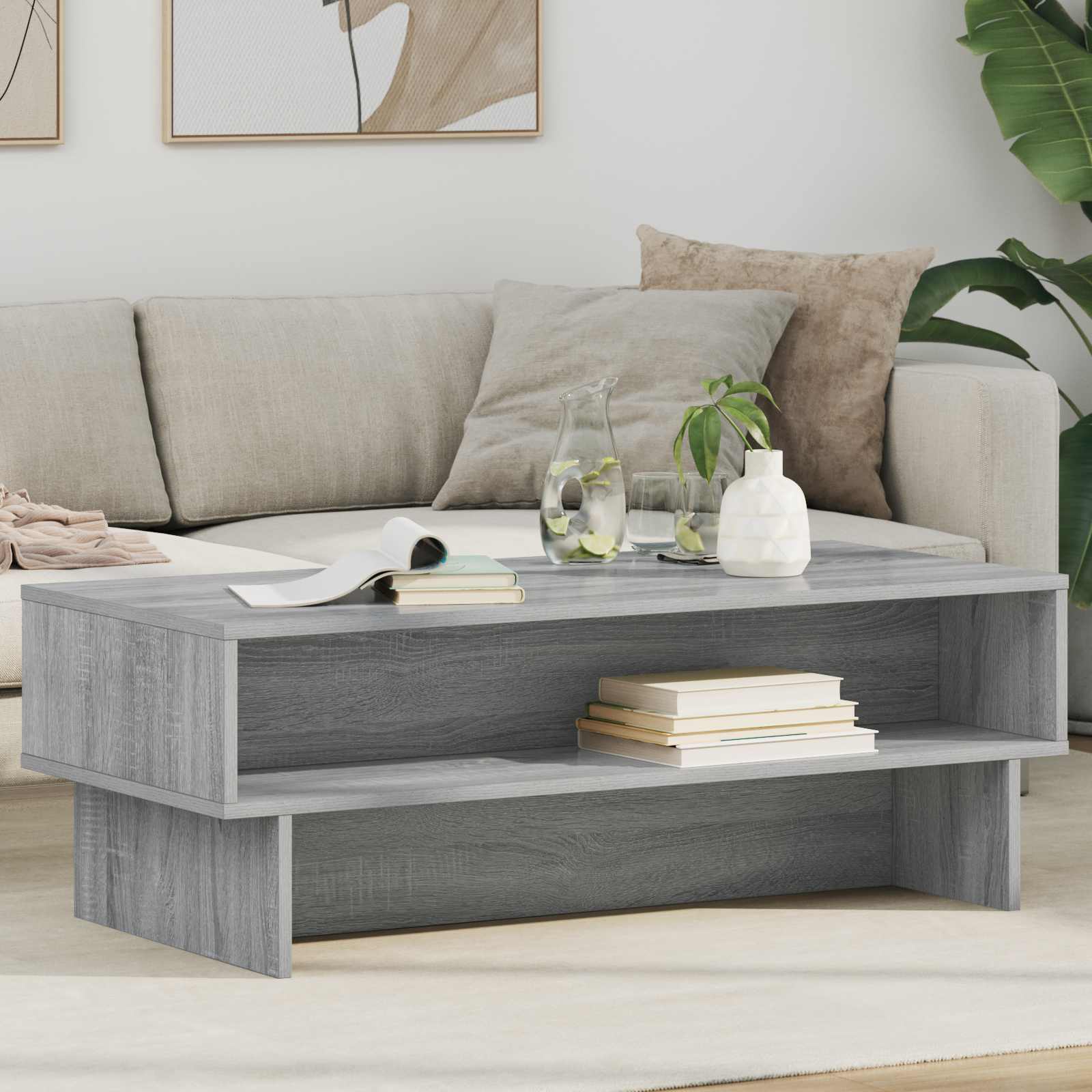 Table basse Gris Sonoma 100 x 46 x 35 cm Bois d'ingénierie - XIOS