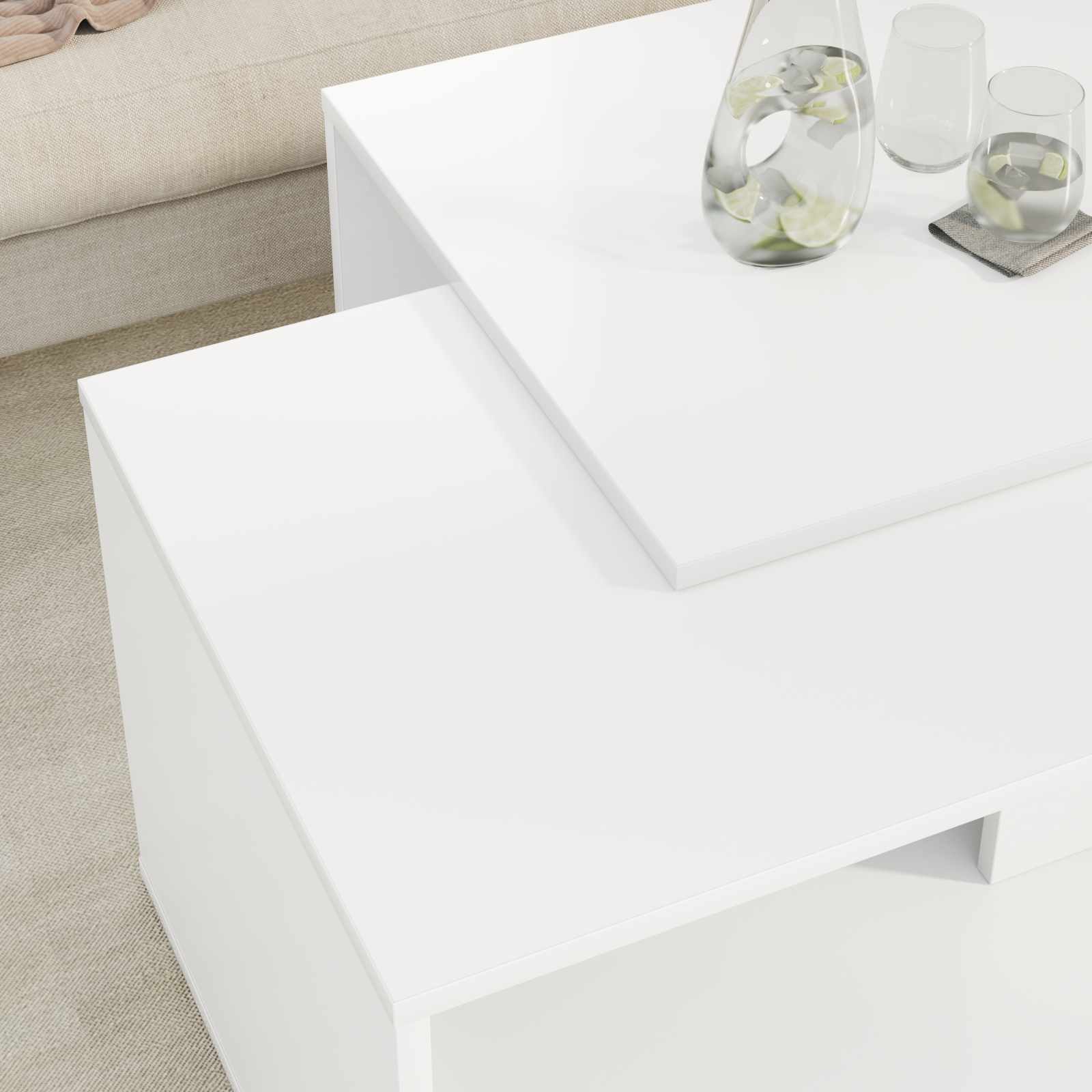 Ensemble de tables basses 2 pcs Blanc Bois d'ingénierie - XIOS
