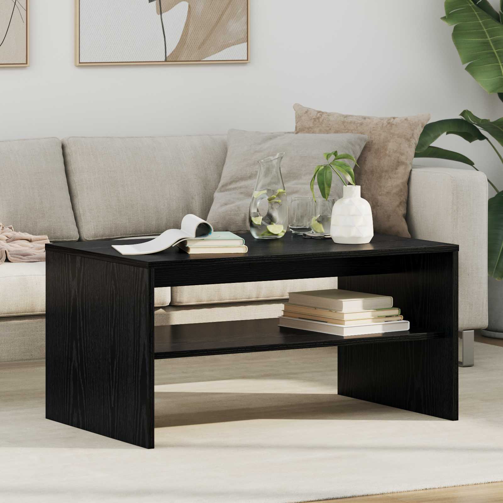 Table basse Chêne noir 80 x 50 x 40 cm Bois d'ingénierie - XIOS