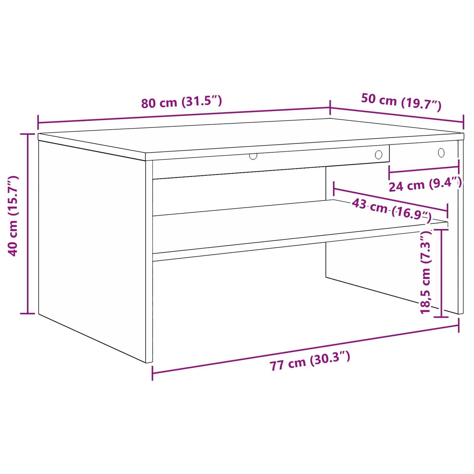 Table basse Chêne noir 80 x 50 x 40 cm Bois d'ingénierie - XIOS