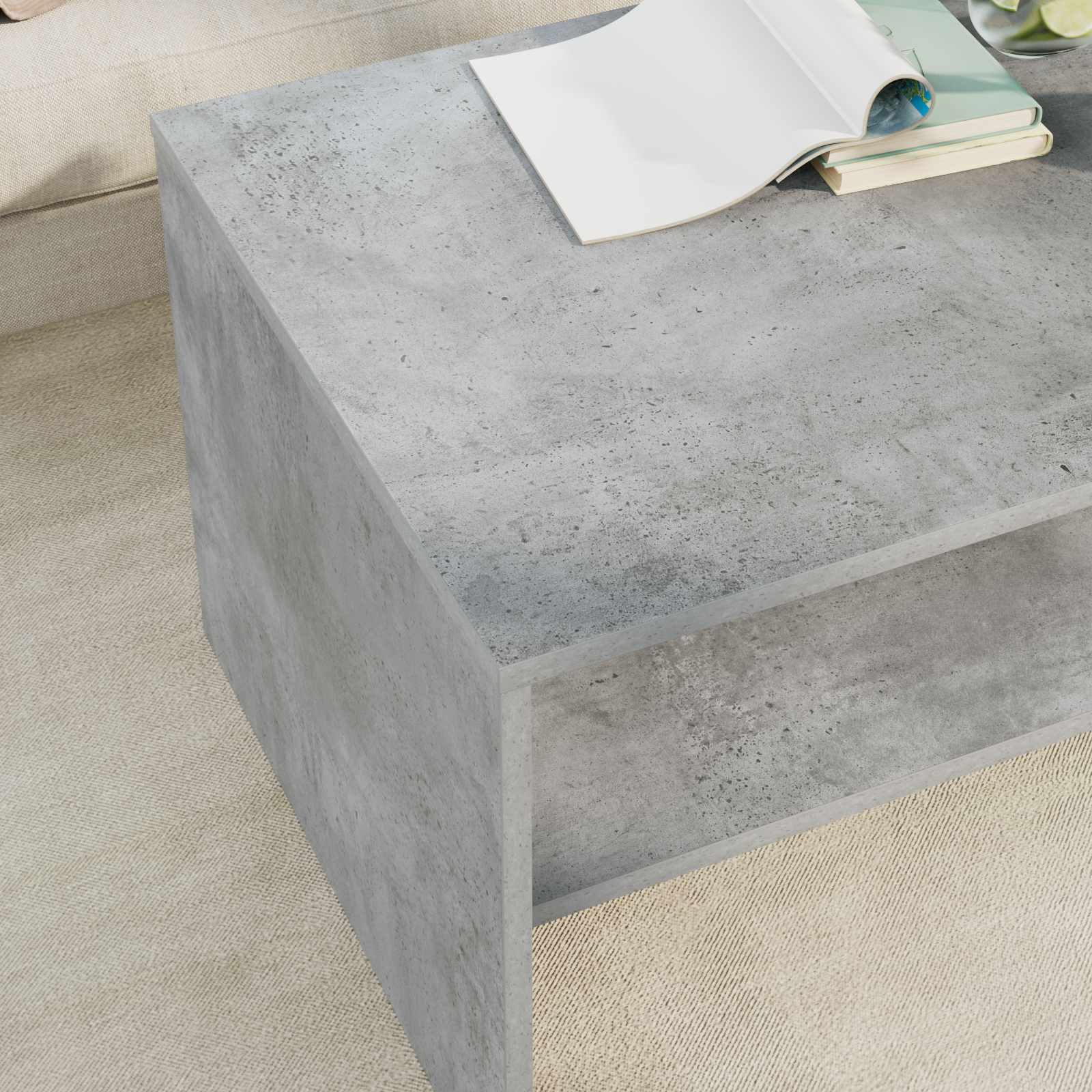 Table basse Gris béton 80 x 50 x 40 cm Bois d'ingénierie - XIOS