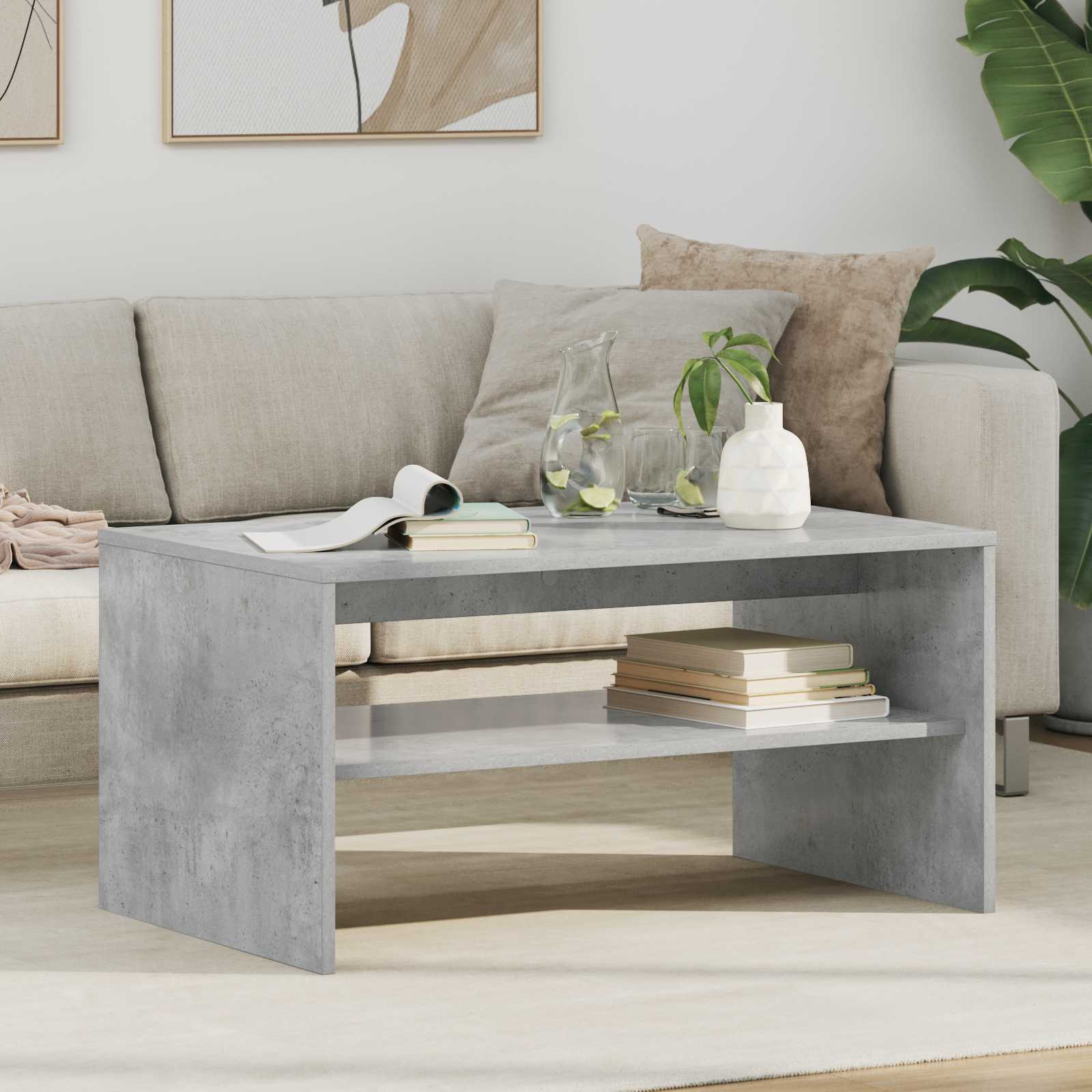 Table basse Gris béton 80 x 50 x 40 cm Bois d'ingénierie - XIOS