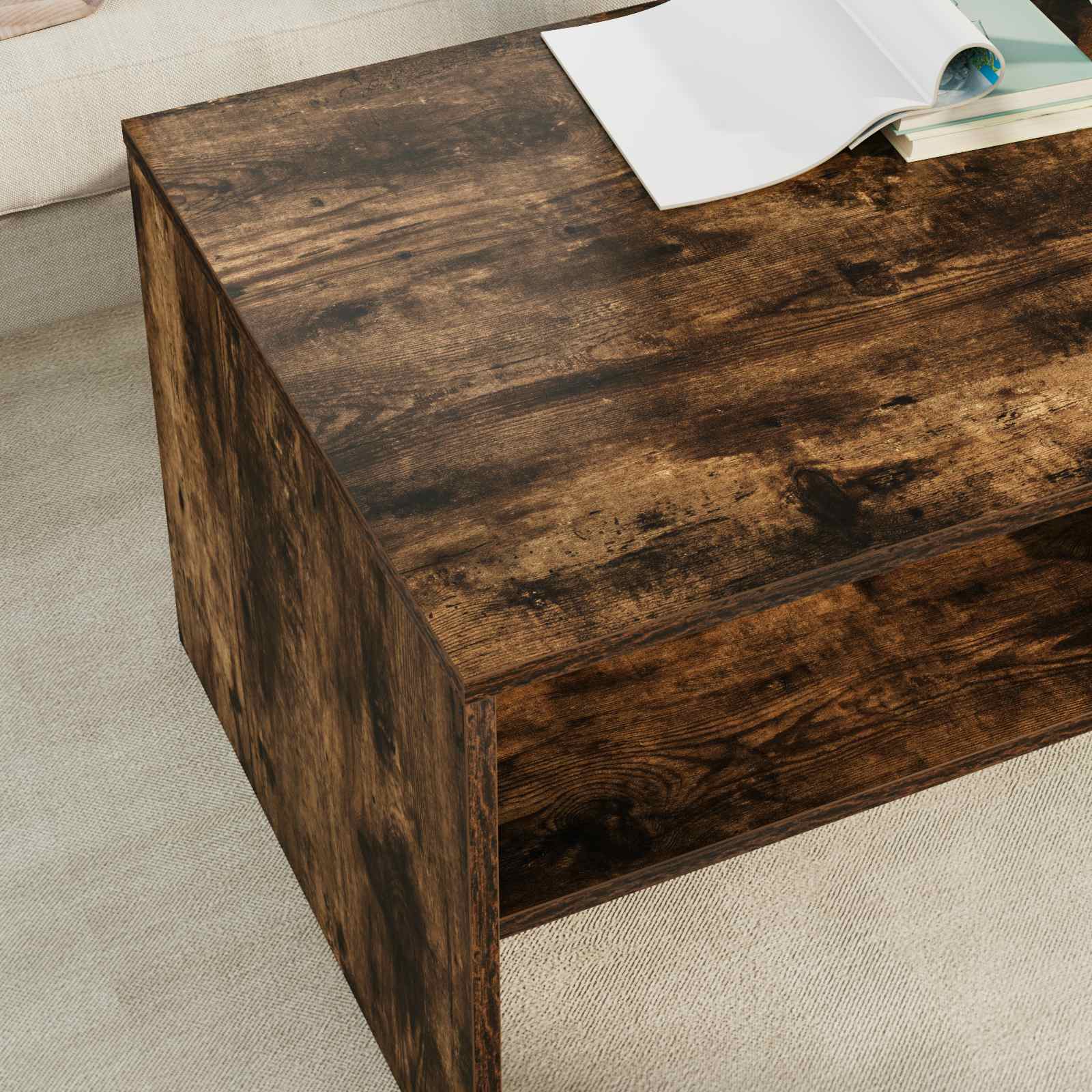 Table basse Chêne fumé 100 x 50 x 40 cm Bois d'ingénierie - XIOS