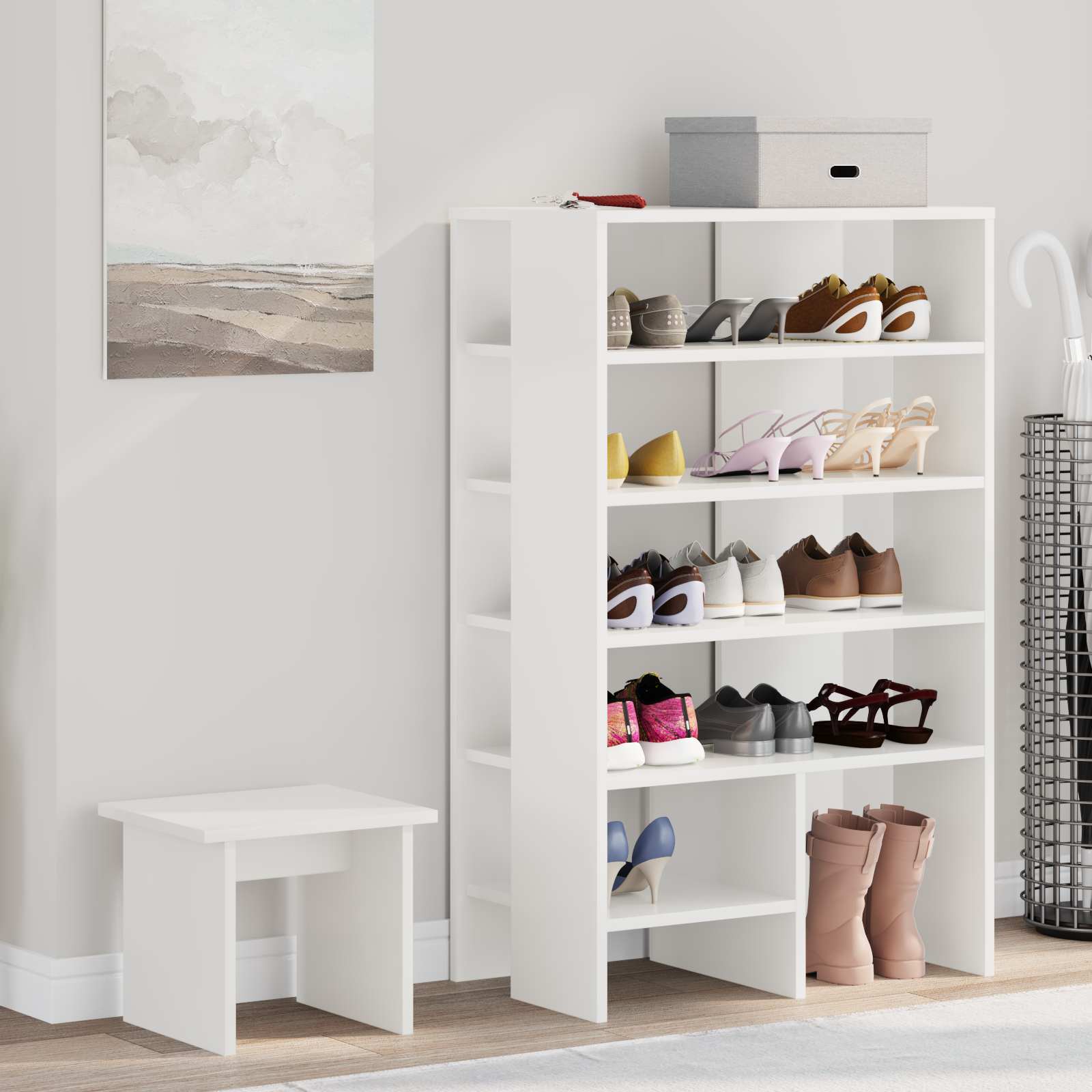 Cabinet à chaussures avec étagère 2 pcs Blanc Bois d'ingénierie - XIOS