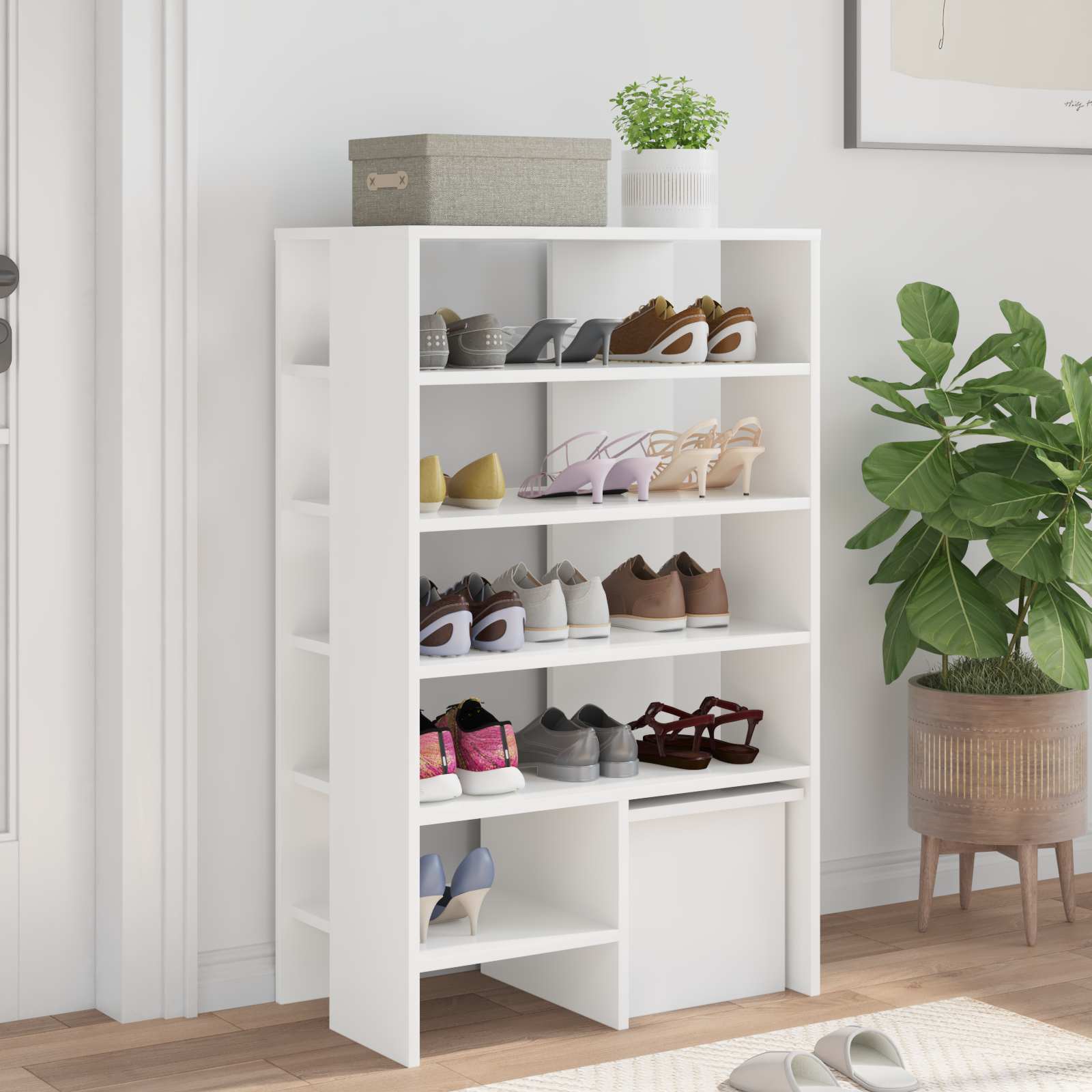 Cabinet à chaussures avec étagère 2 pcs Blanc Bois d'ingénierie - XIOS