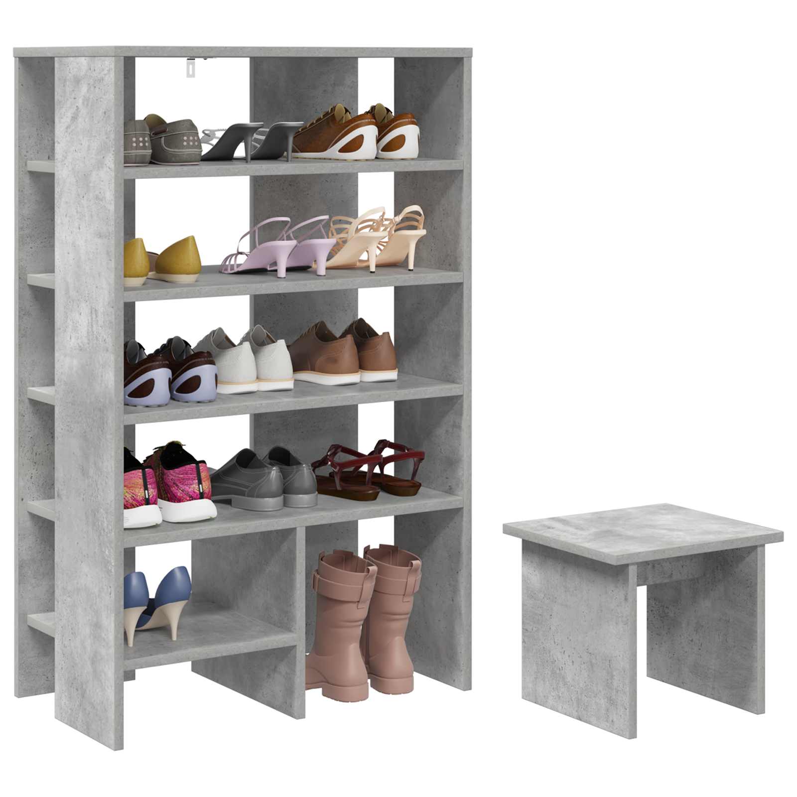 Cabinet à chaussures 2 pcs Gris béton Bois d'ingénierie - XIOS