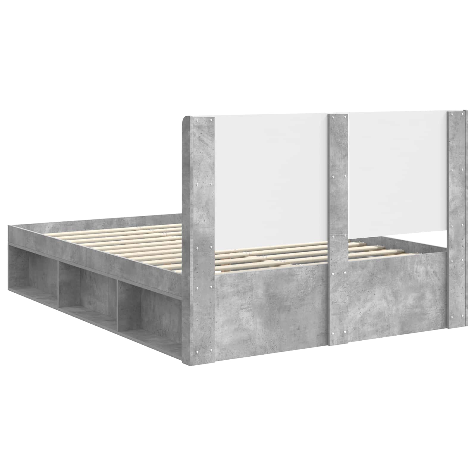 Cadre de lit avec rangement et tête de lit Gris béton - XIOS