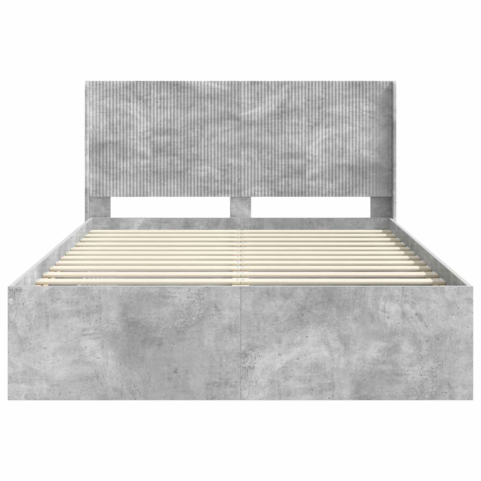 Cadre de lit avec rangement et tête de lit Gris béton - XIOS