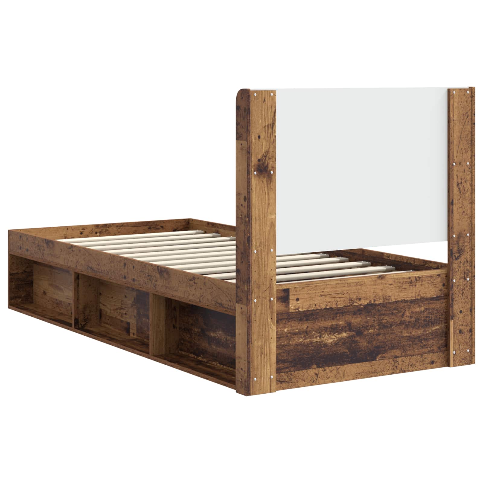 Cadre de lit avec rangement et tête de lit Bois ancien - XIOS