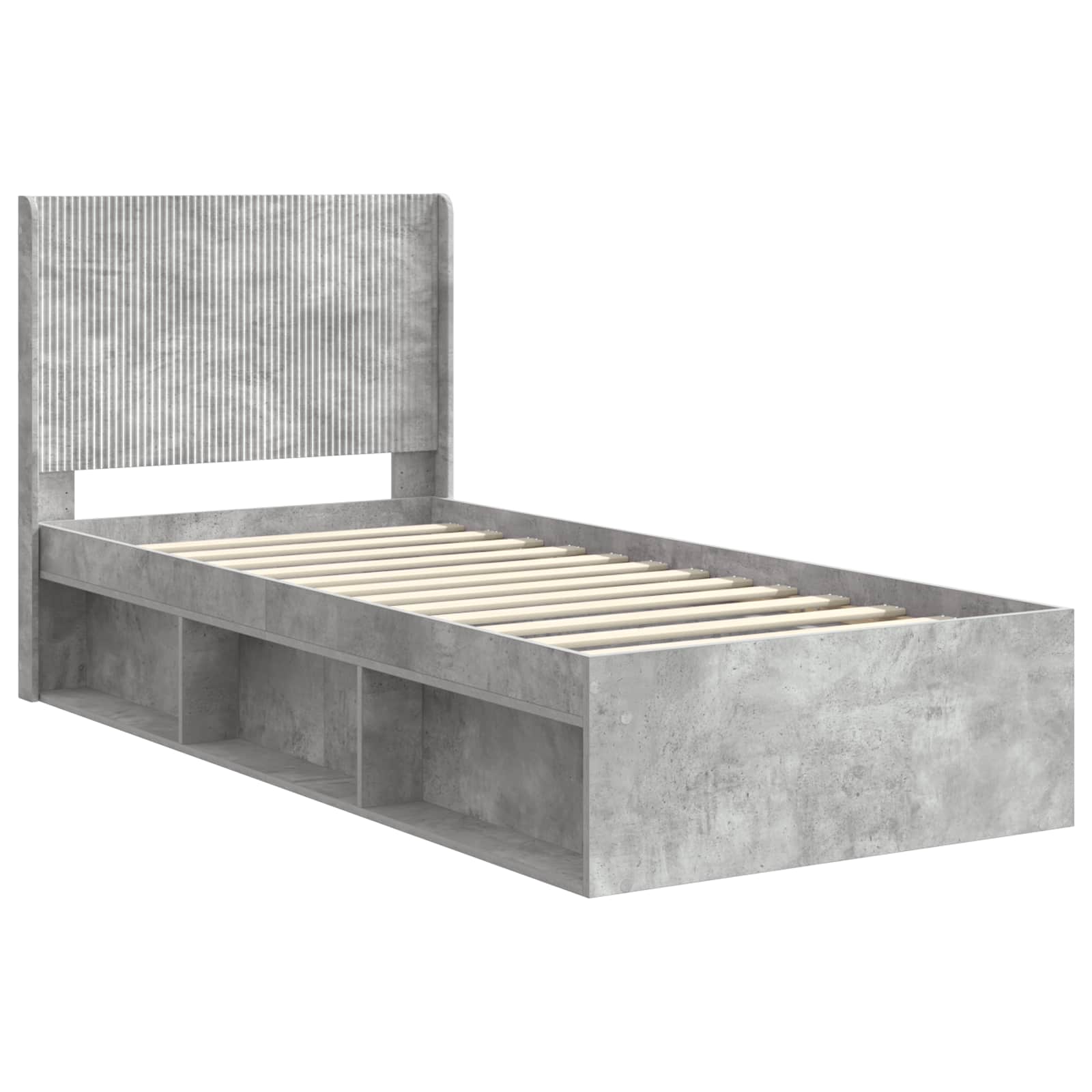 Cadre de lit avec rangement et tête de lit Gris béton