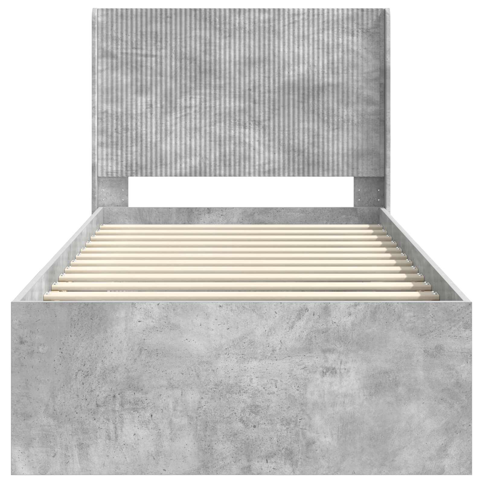 Cadre de lit avec rangement et tête de lit Gris béton