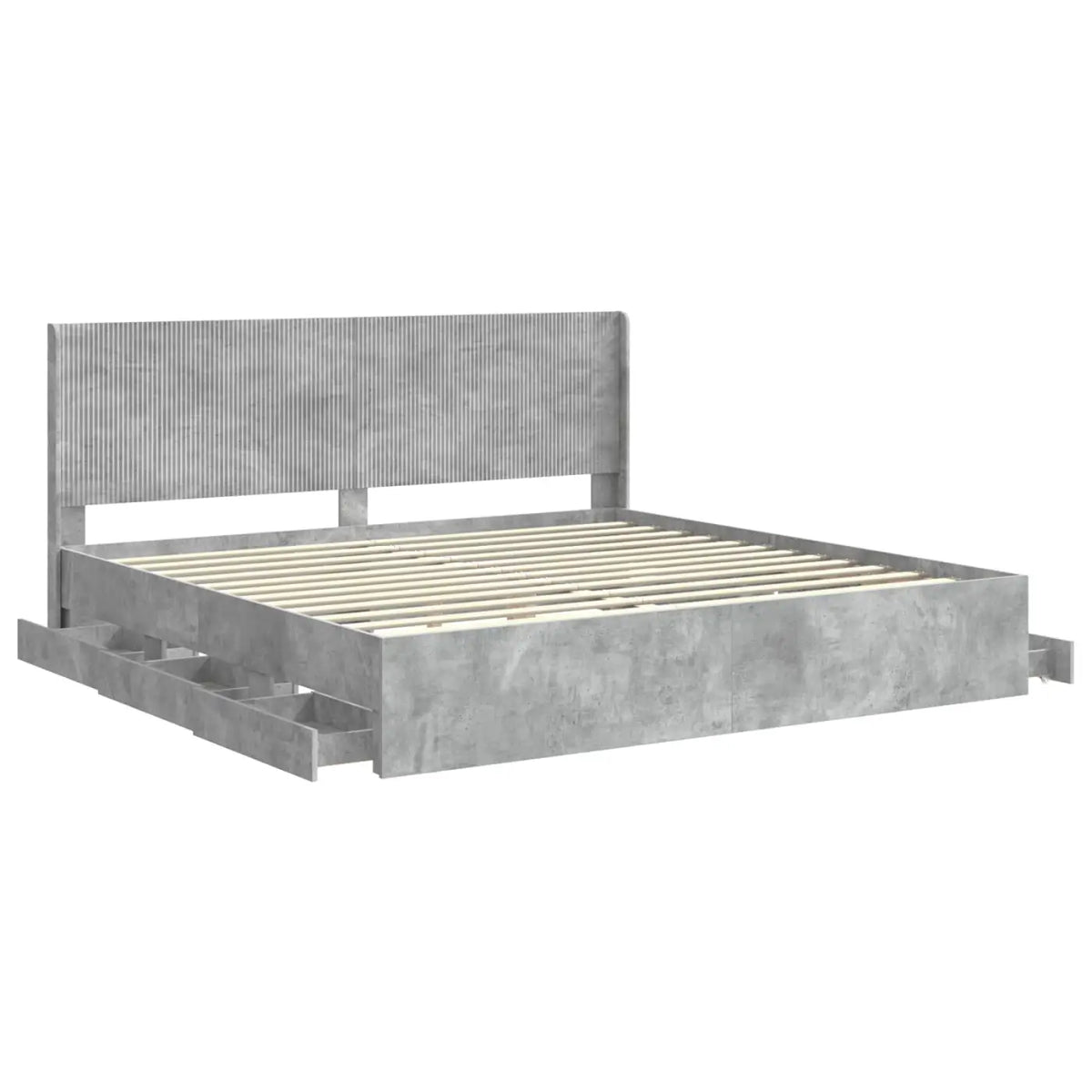 Cadre de lit avec rangement et tête de lit Gris béton - XIOS