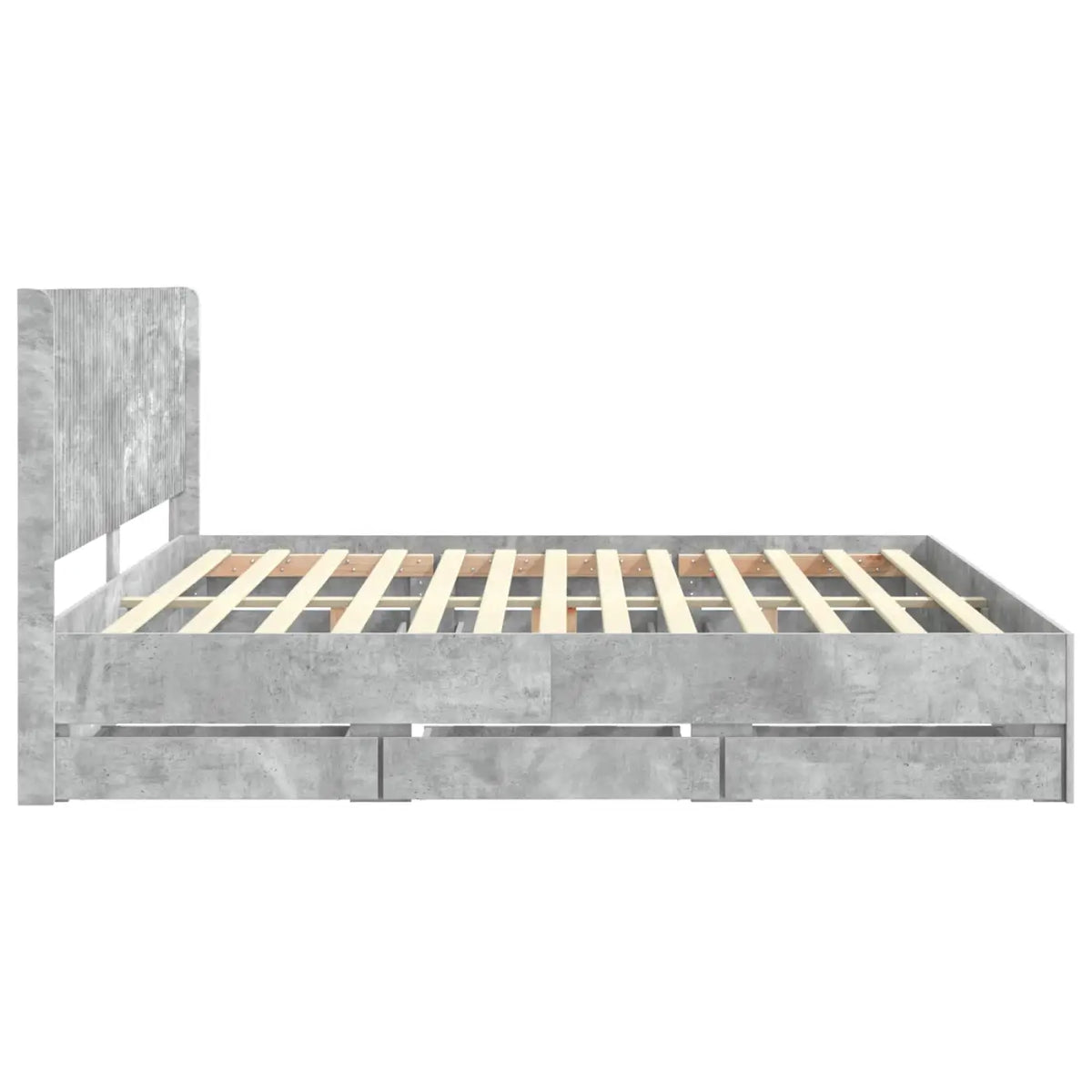 Cadre de lit avec rangement et tête de lit Gris béton - XIOS