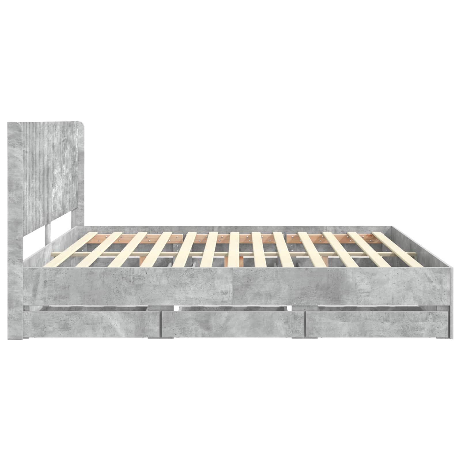Cadre de lit avec rangement et tête de lit Gris béton