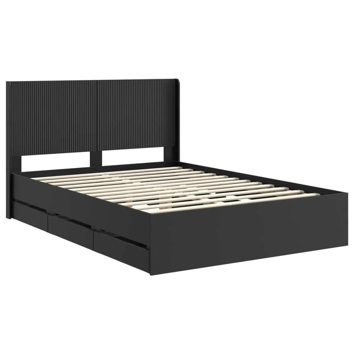 Cadre de lit avec rangement et tête de lit Noir 140 x 190 cm - XIOS