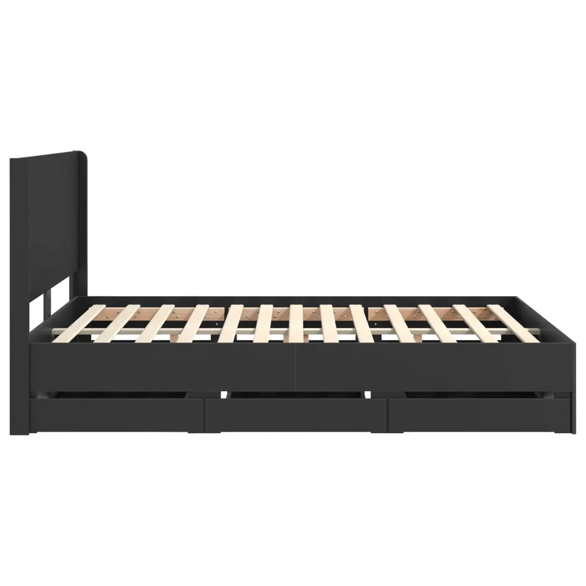 Cadre de lit avec rangement et tête de lit Noir 140 x 190 cm - XIOS