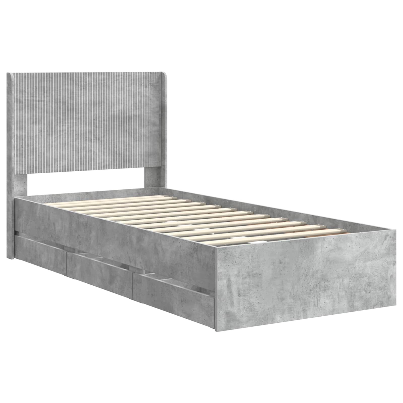 Cadre de lit avec rangement et tête de lit Gris béton