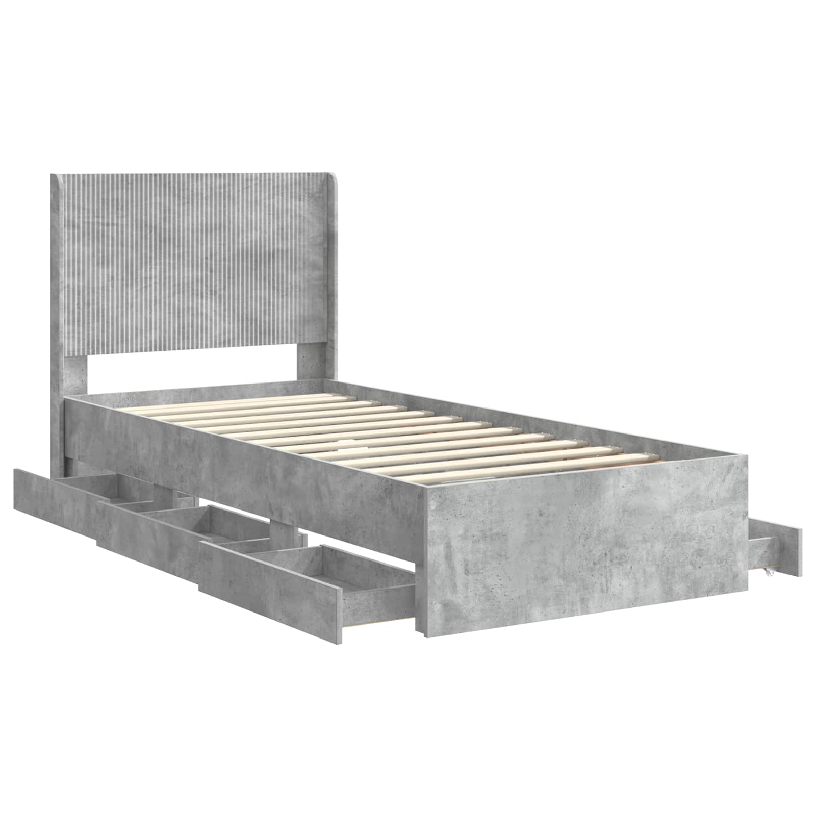 Cadre de lit avec rangement et tête de lit Gris béton
