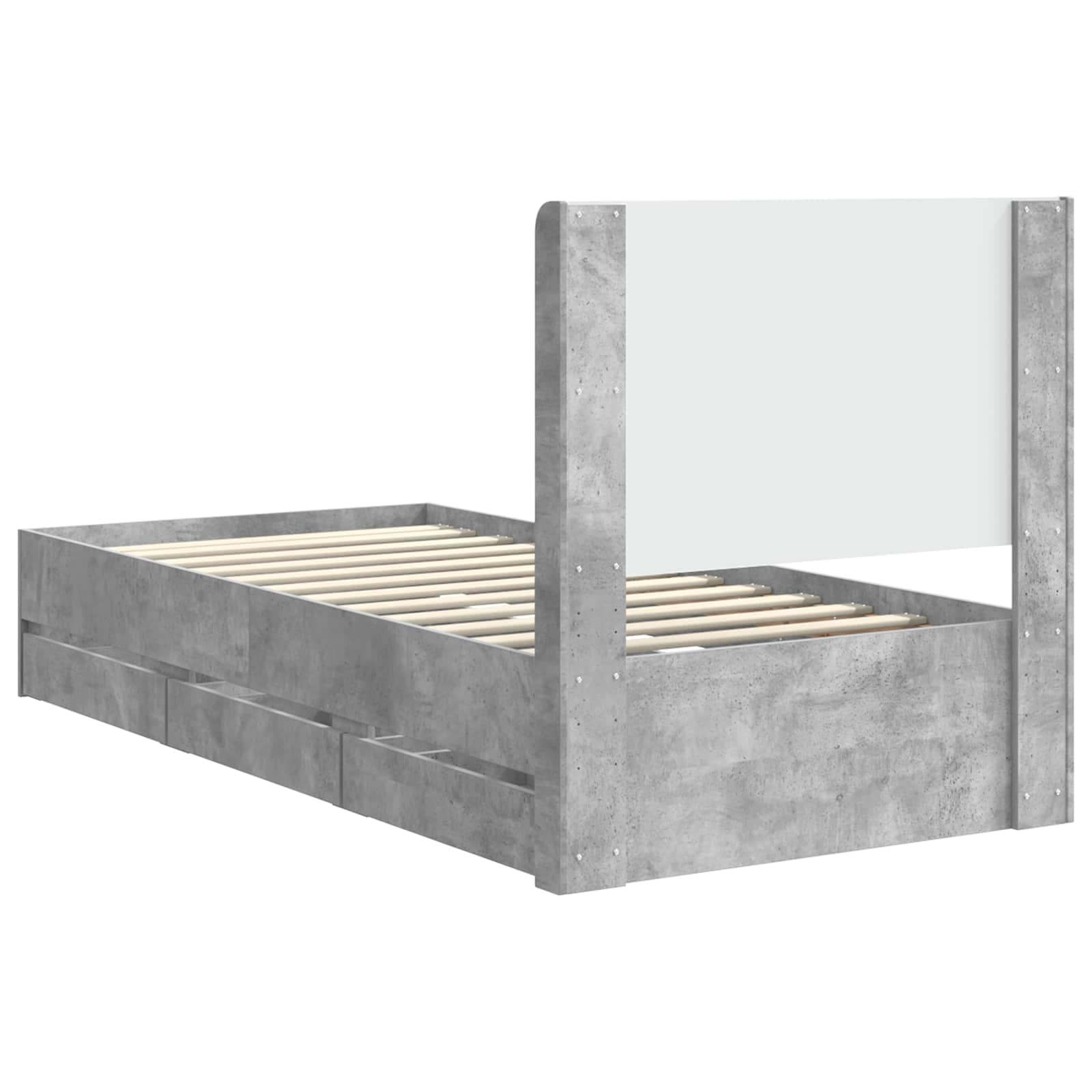Cadre de lit avec rangement et tête de lit Gris béton