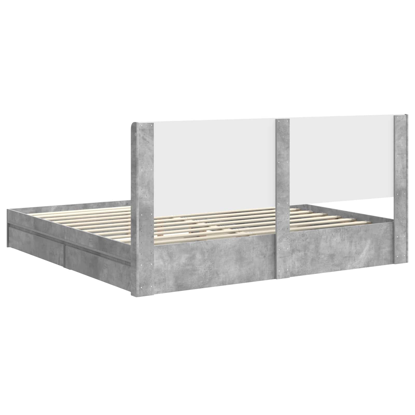Cadre de lit avec rangement et tête de lit Gris béton - XIOS