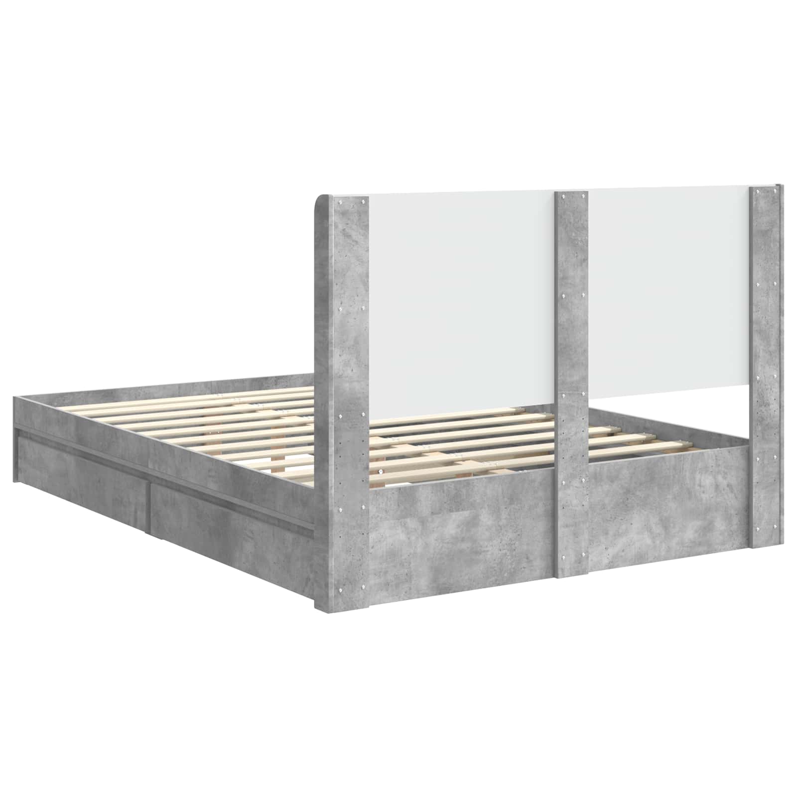 Cadre de lit avec rangement et tête de lit Gris béton - XIOS