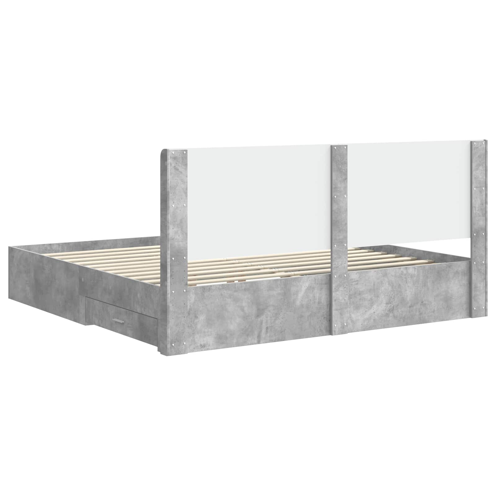 Cadre de lit avec rangement et tête de lit Gris béton - XIOS