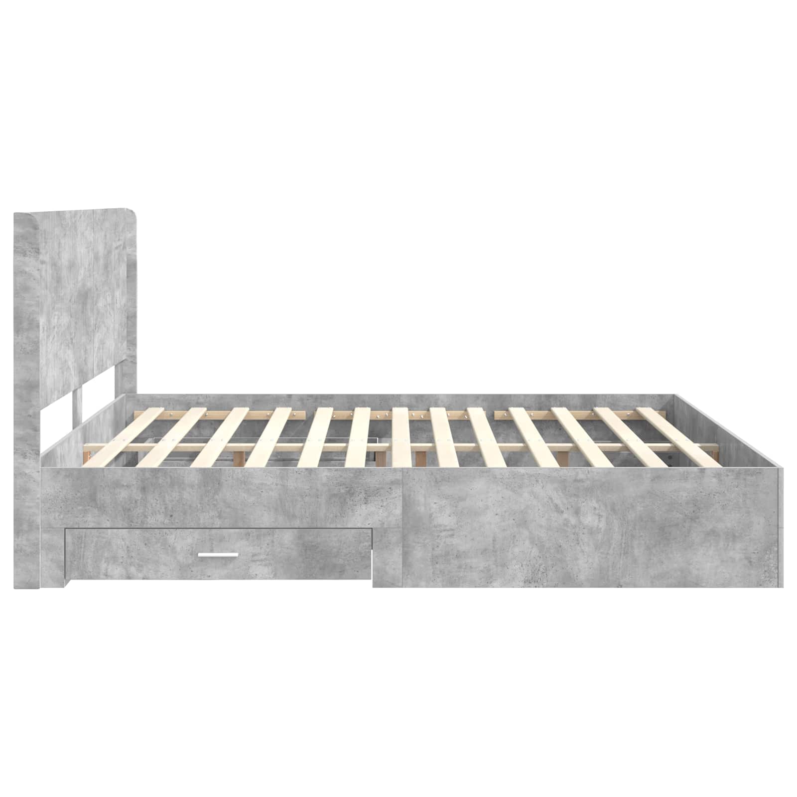 Cadre de lit avec rangement et tête de lit Gris béton - XIOS