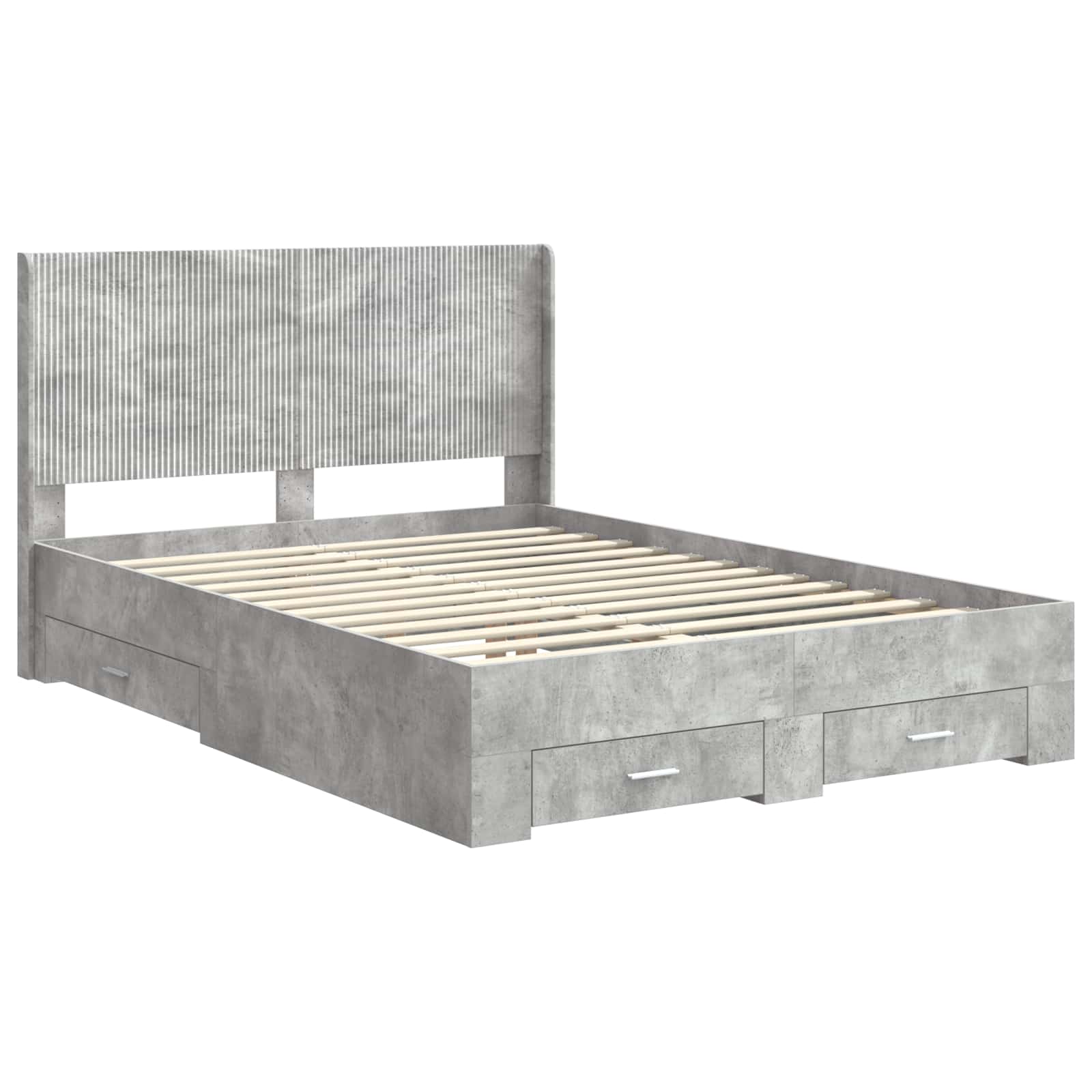 Cadre de lit avec rangement et tête de lit Gris béton
