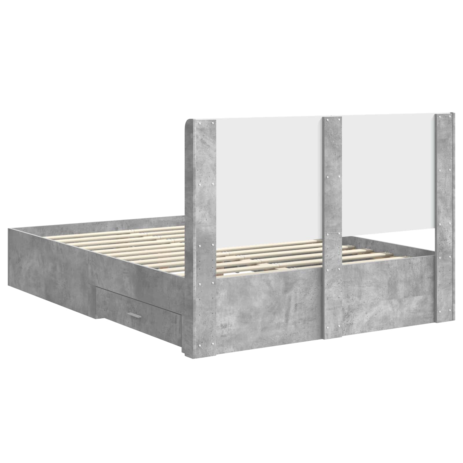 Cadre de lit avec rangement et tête de lit Gris béton