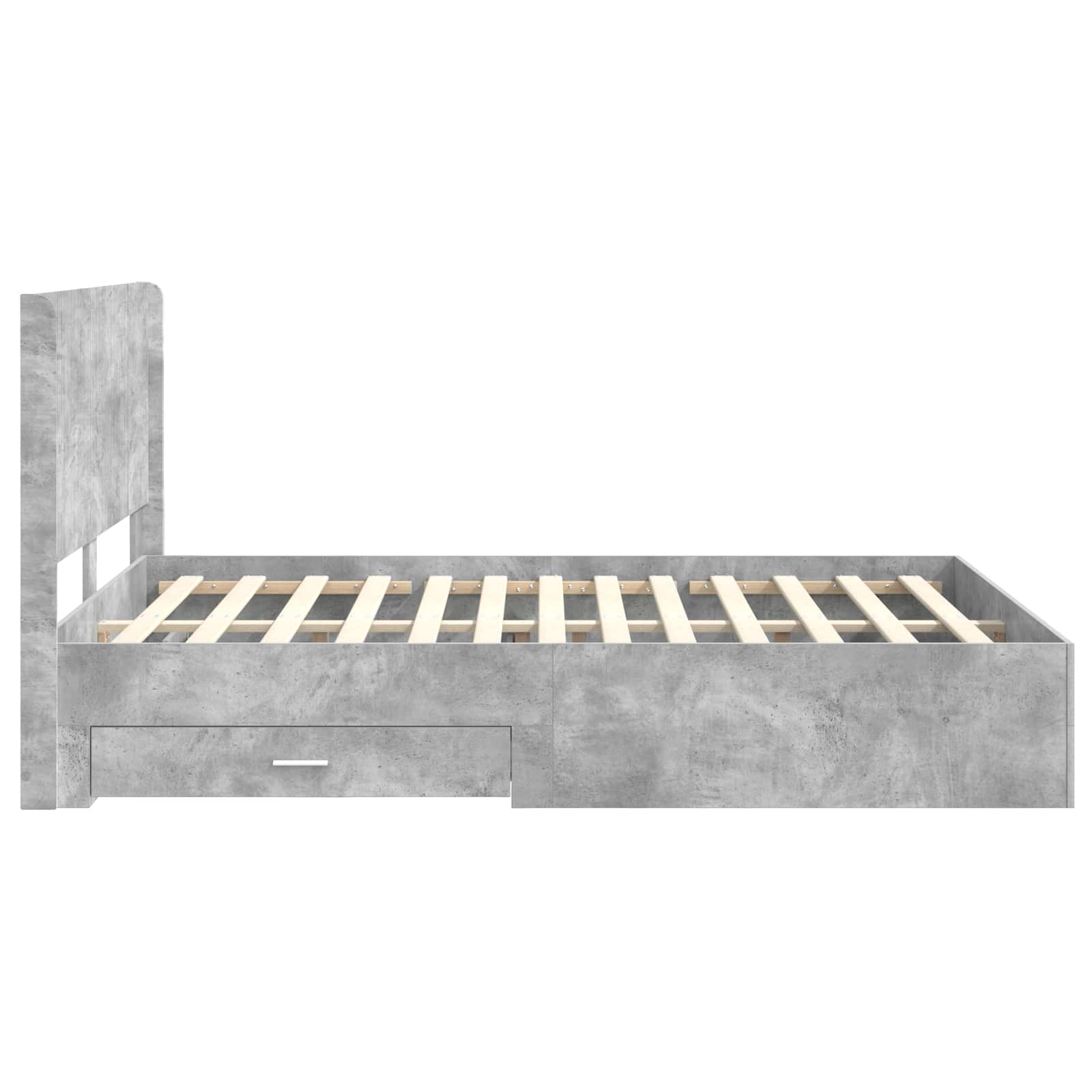 Cadre de lit avec rangement et tête de lit Gris béton