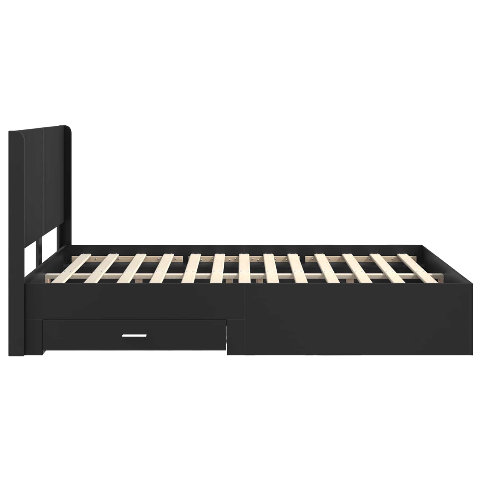 Cadre de lit avec rangement et tête de lit Noir 135 x 190 cm