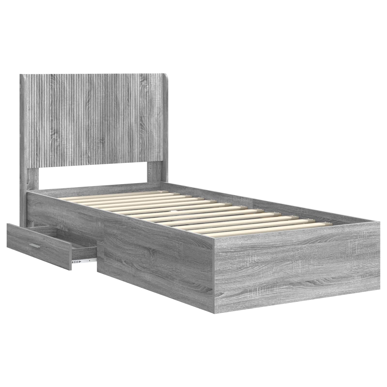 Cadre de lit avec rangement et tête de lit Sonoma gris - XIOS