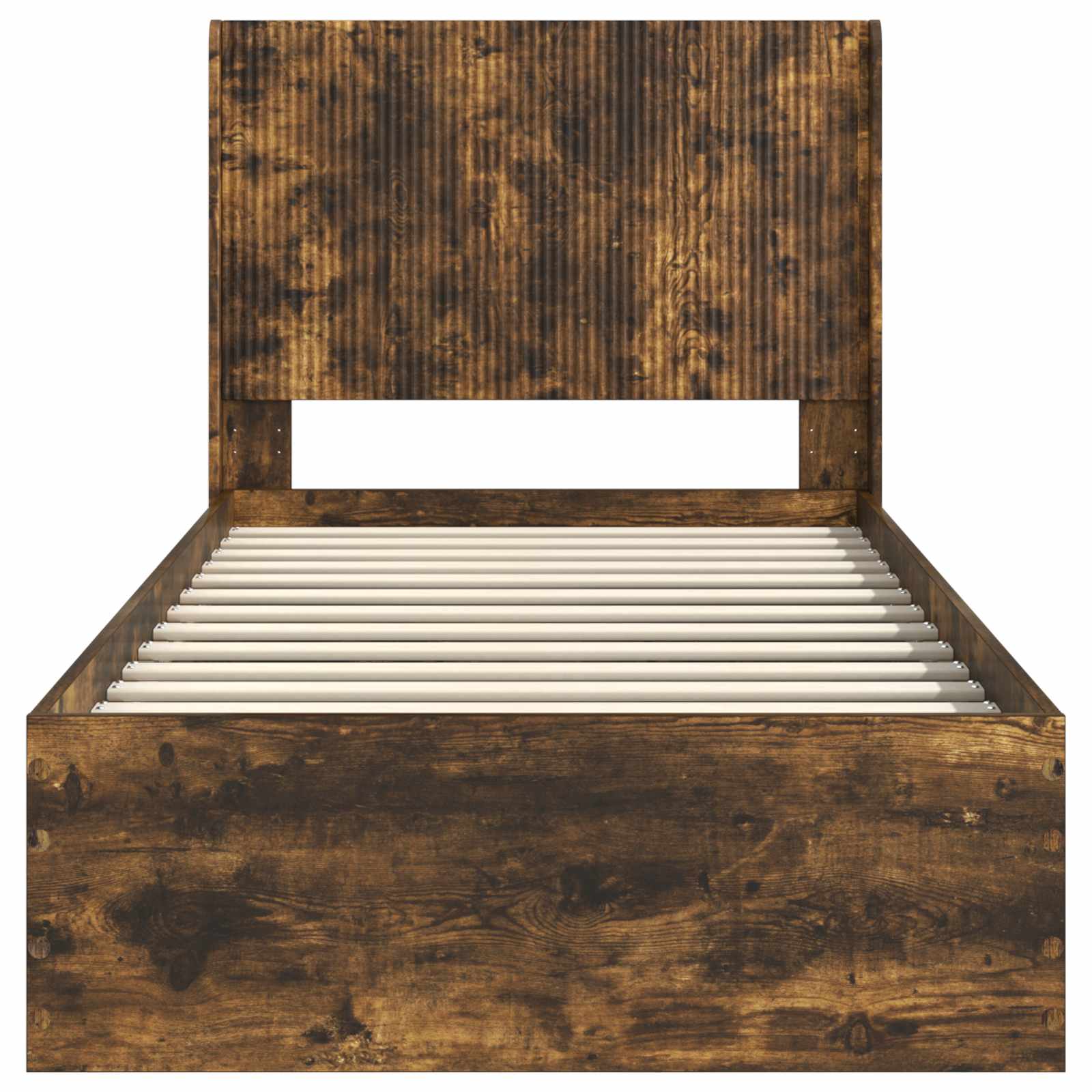 Cadre de lit avec rangement et tête de lit Chêne fumé