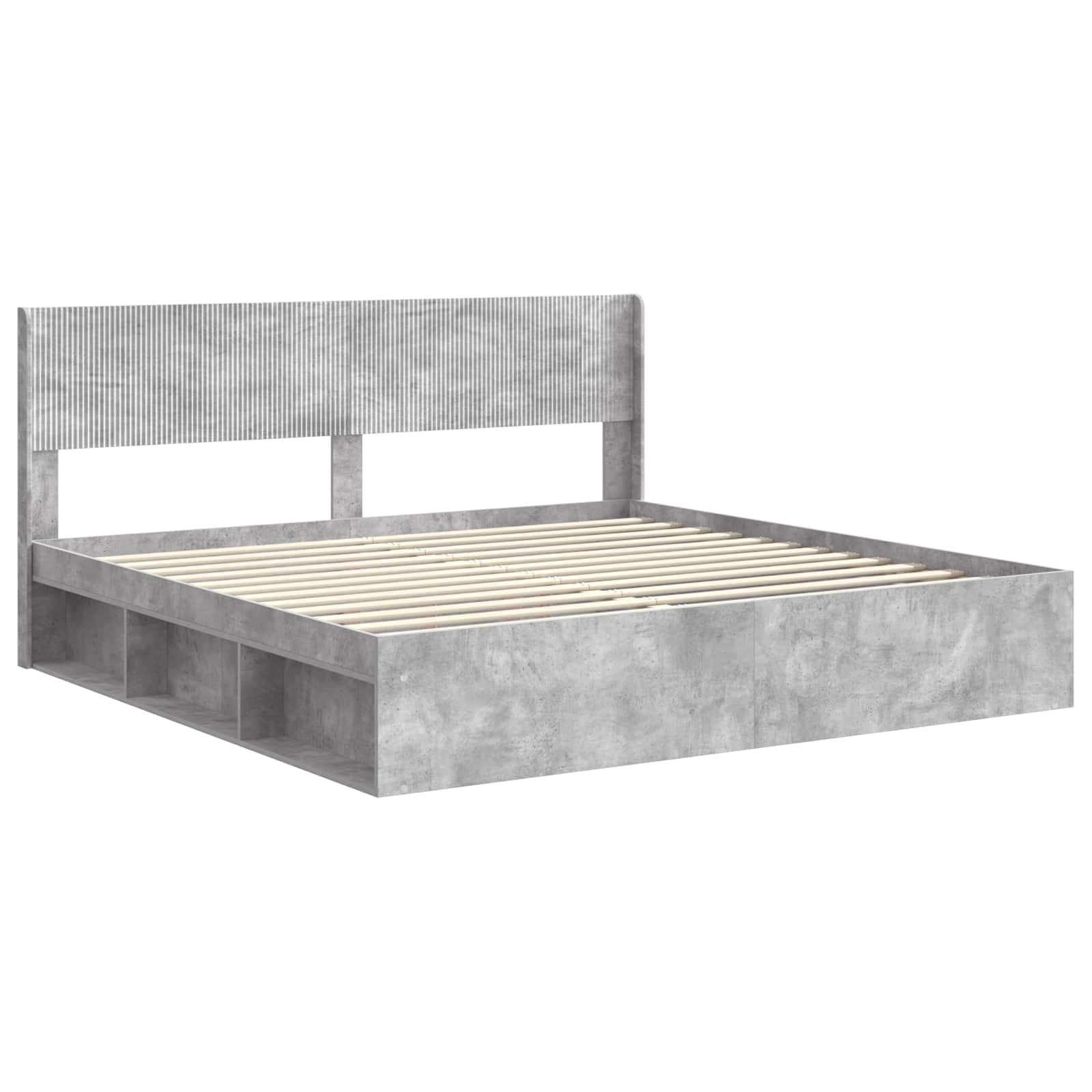 Cadre de lit avec rangement et tête de lit Gris béton - XIOS